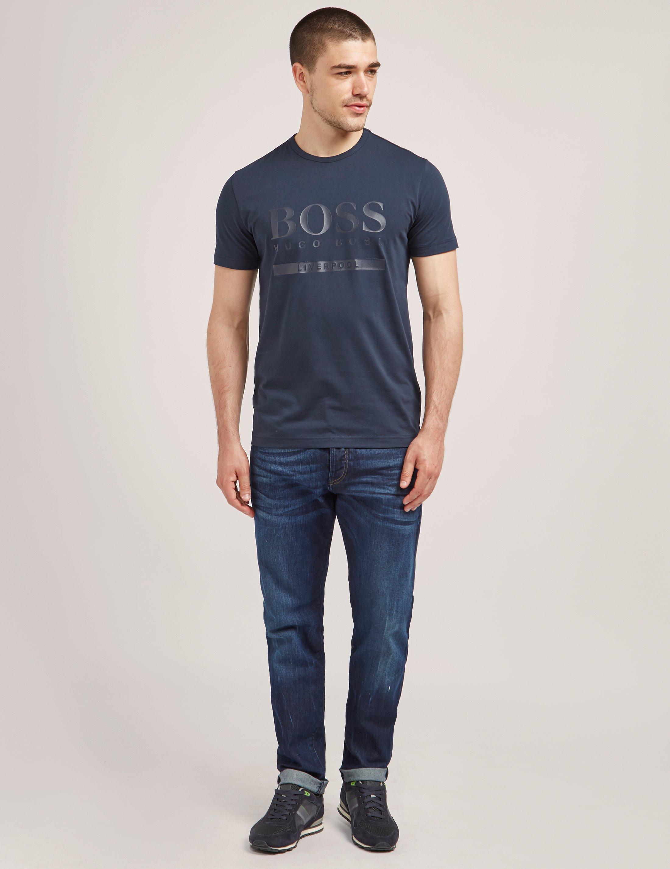 BOSS by HUGO BOSS Cotton Green Liverpool Short Sleeve T-shirt in Navy  (Blue) for Men | Lyst