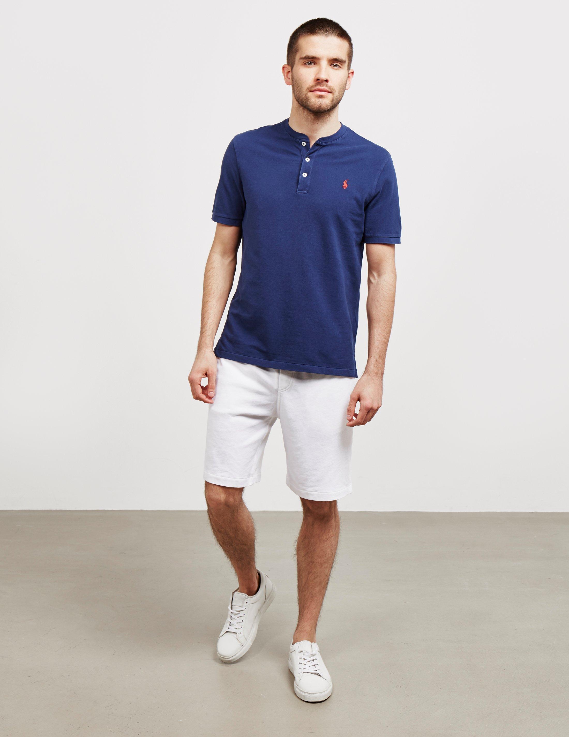 Polo Ralph Lauren Cotton Plain Grandad Collar Short Sleeve Polo Shirt Navy  Blue for Men | Lyst Canada