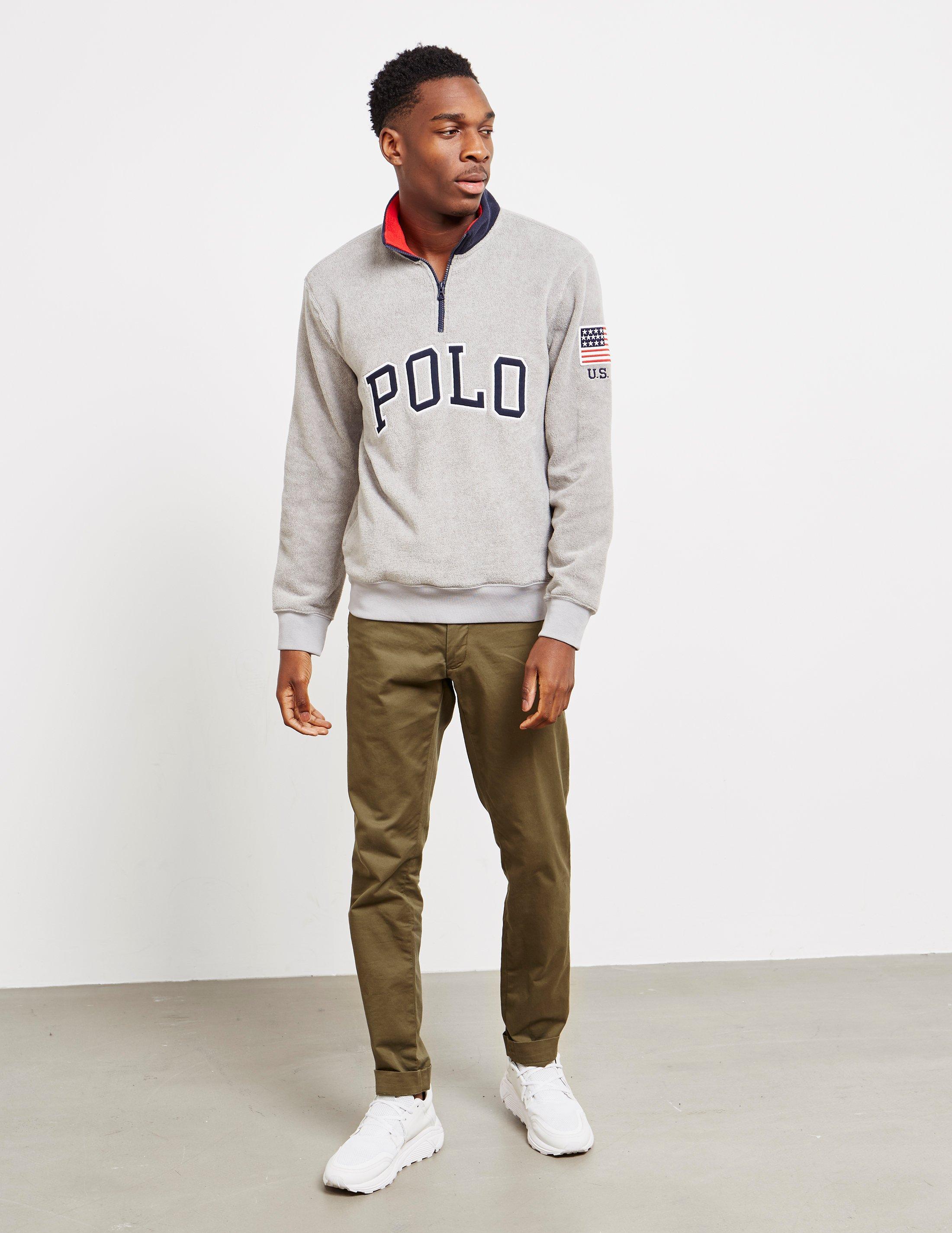 Polo Ralph Lauren Half Zip Polo Fleece Sweatshirt Grey in Gray for Men ...