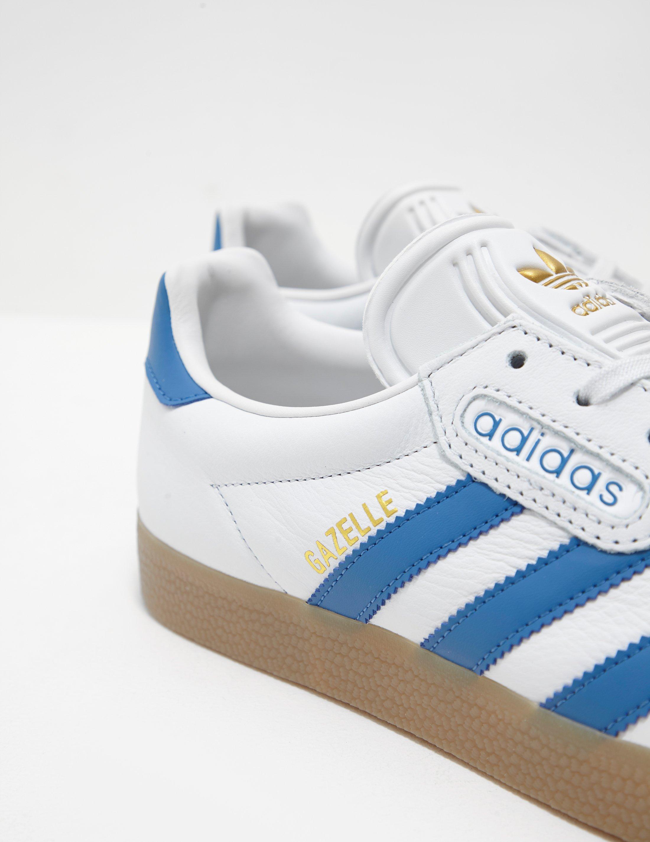 adidas Originals Leather Mens Gazelle Super White/blue for Men | Lyst