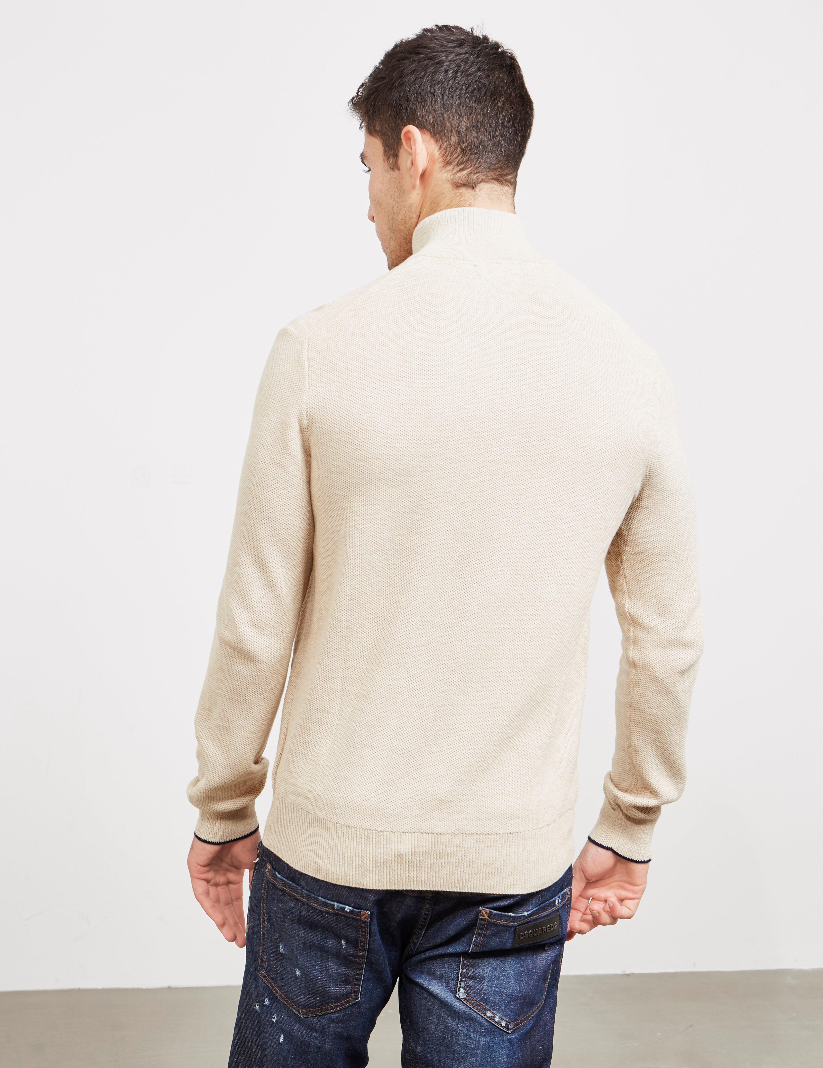 ralph lauren half zip waffle knit jumper beige