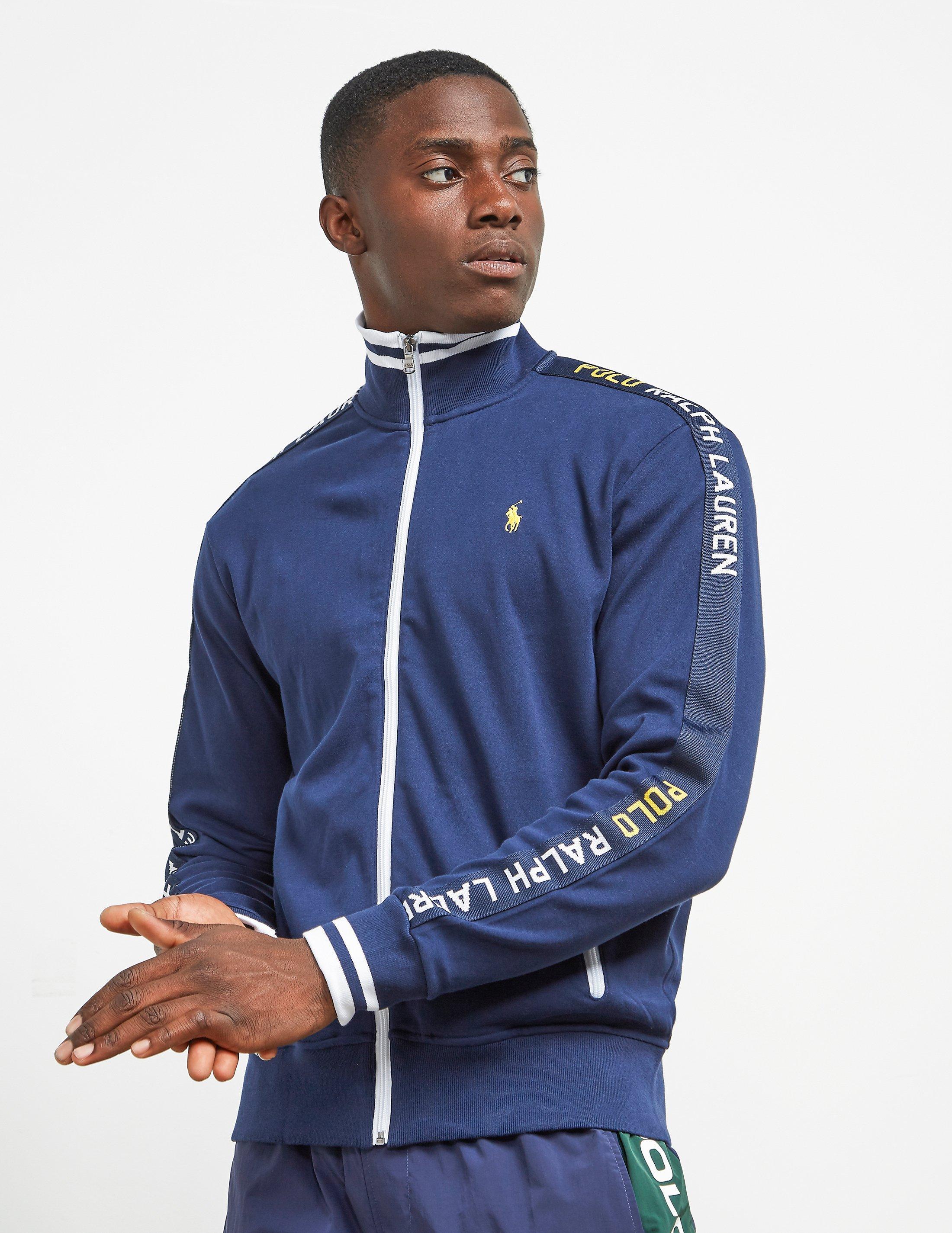 Polo Ralph Lauren Tape Zip Through Track Top Navy Blue for Men | Lyst