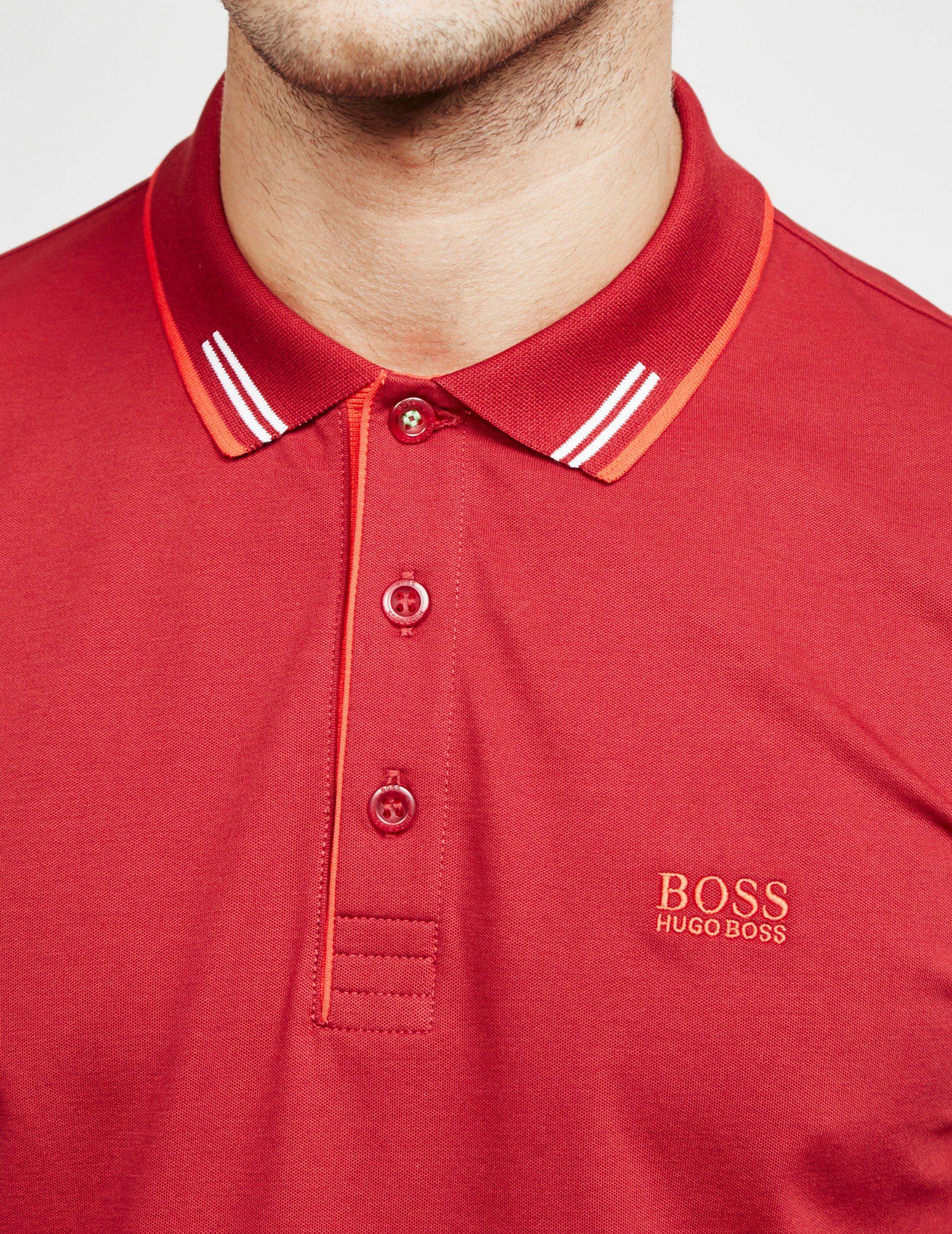 hugo boss red long sleeve polo