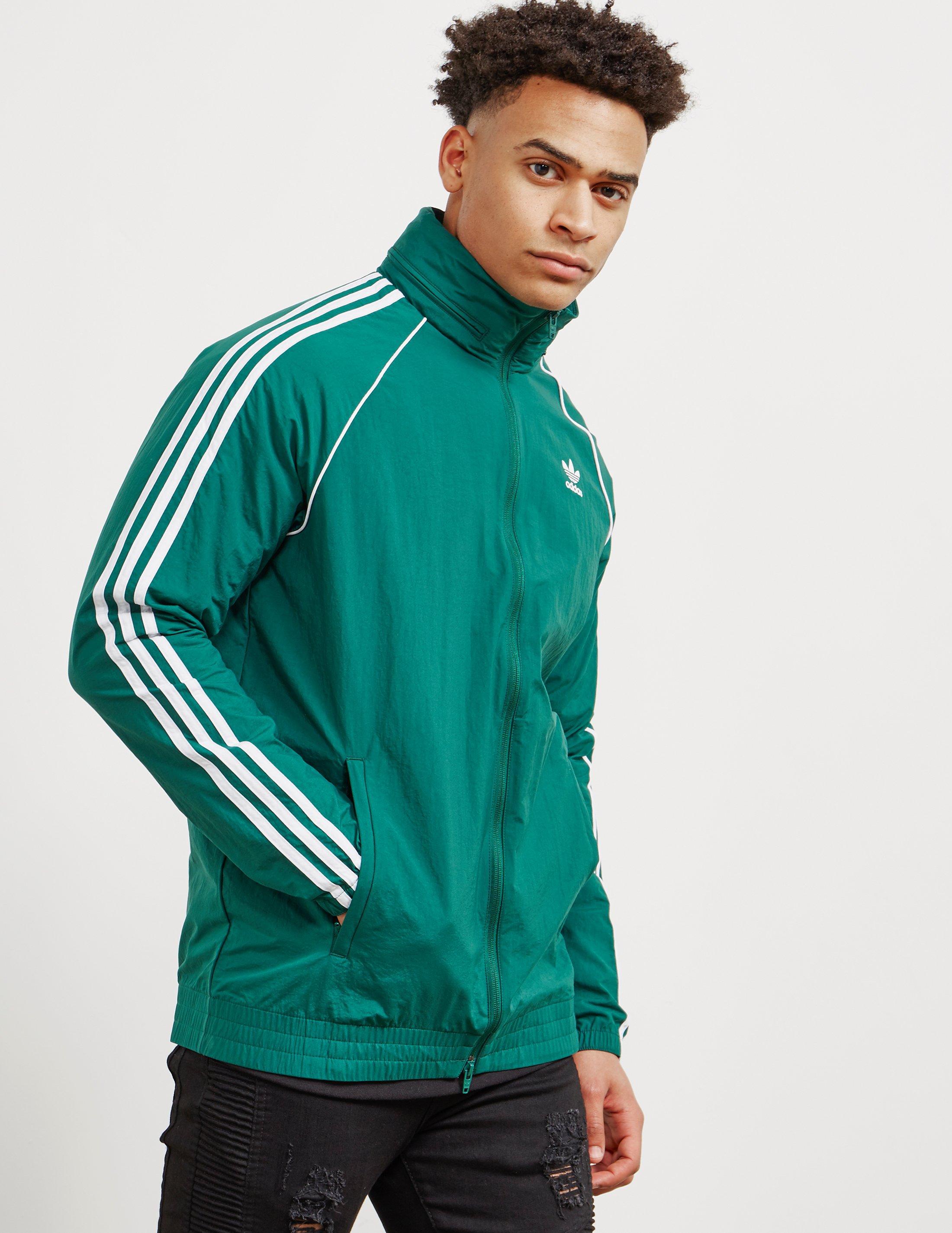 adidas green and white windbreaker