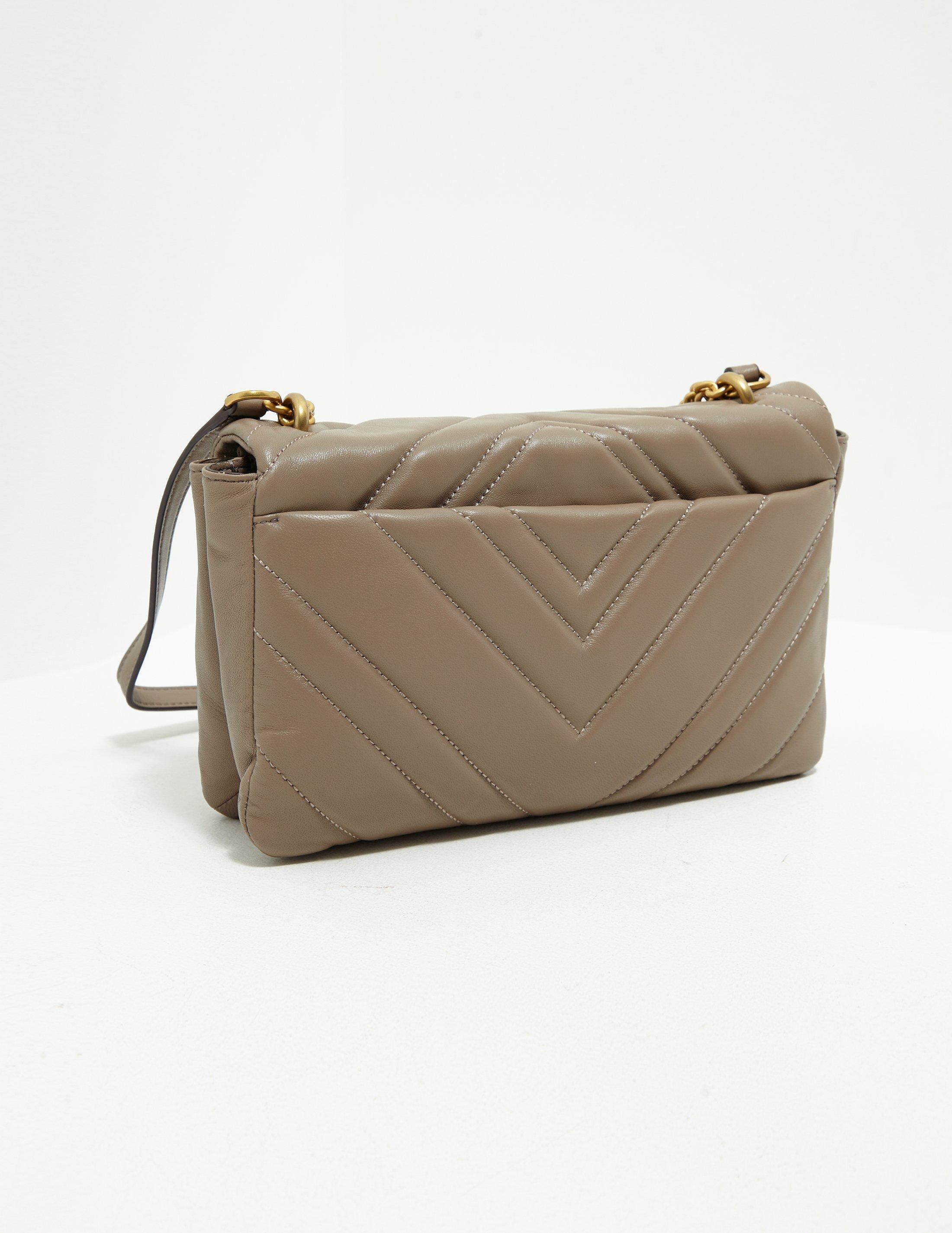 DKNY Leather Vivian Quilted Shoulder Bag Cream in Natural Lyst