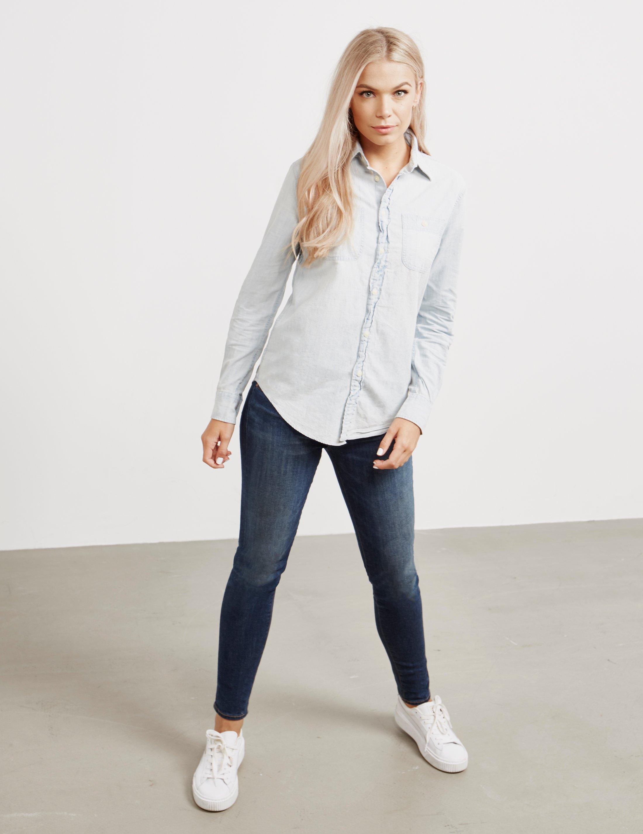 denim long sleeve shirt for womens