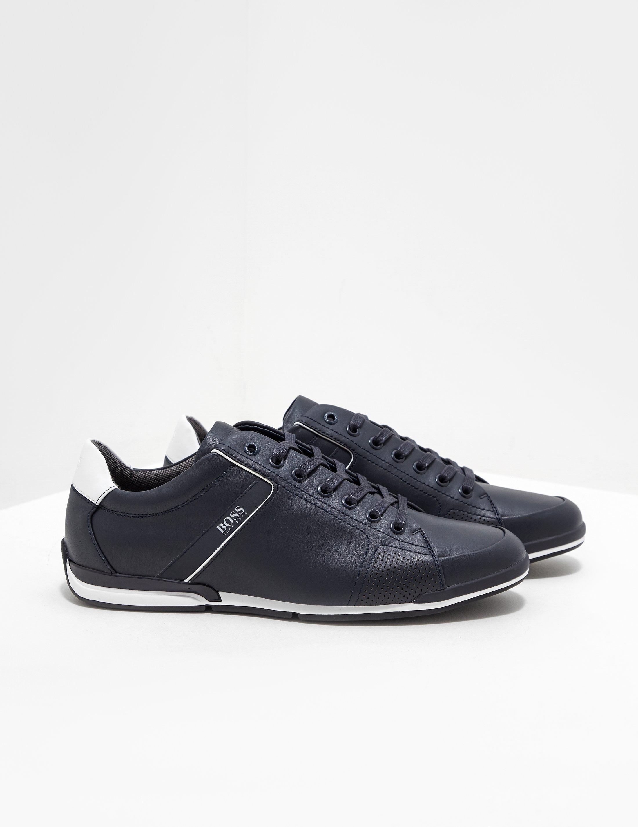 BOSS Saturn Leather Navy Blue for Men - Lyst