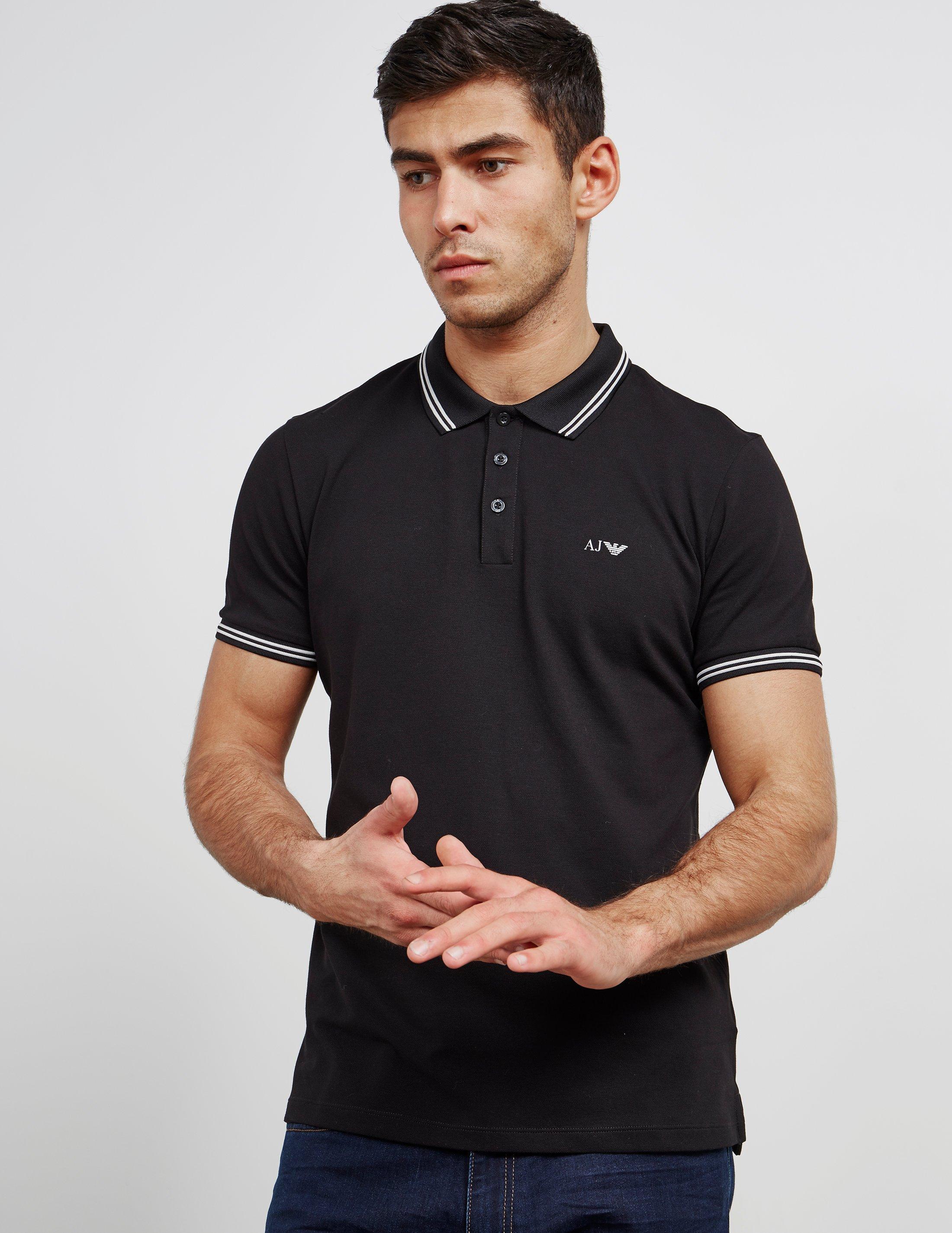 Armani Jeans Mens Twin Tipped Short Sleeve Polo Shirt Black for Men | Lyst
