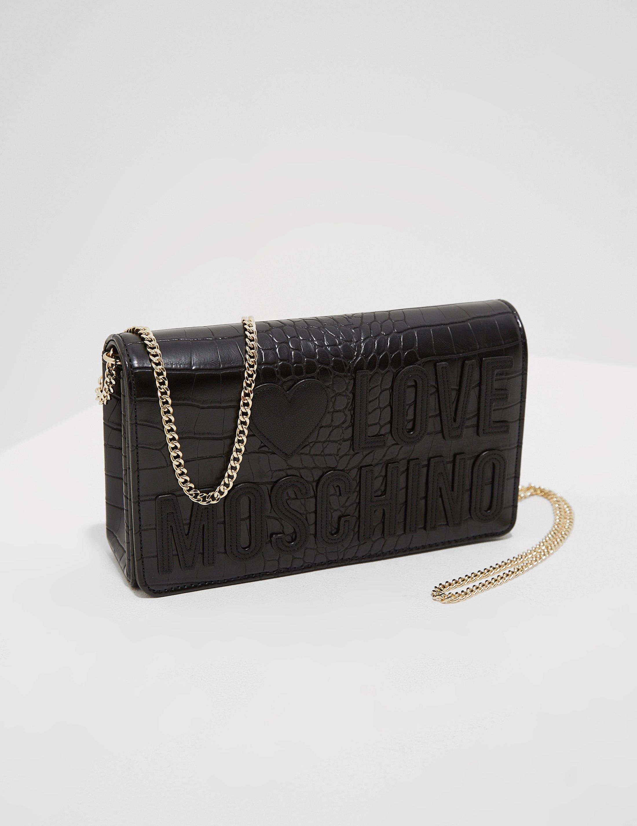 love moschino croc logo shoulder bag