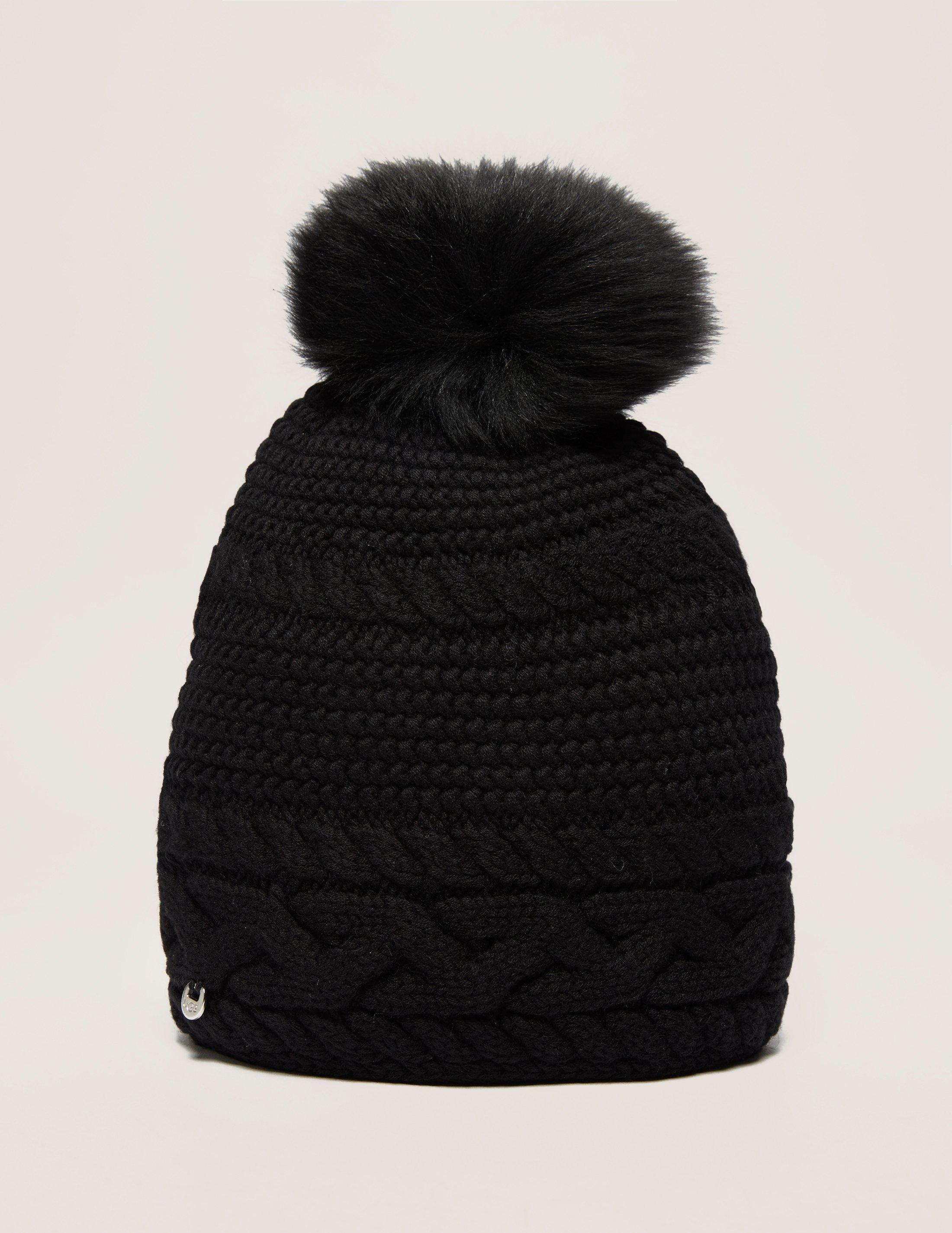 UGG Cable Knit Pom Hat in Black Lyst