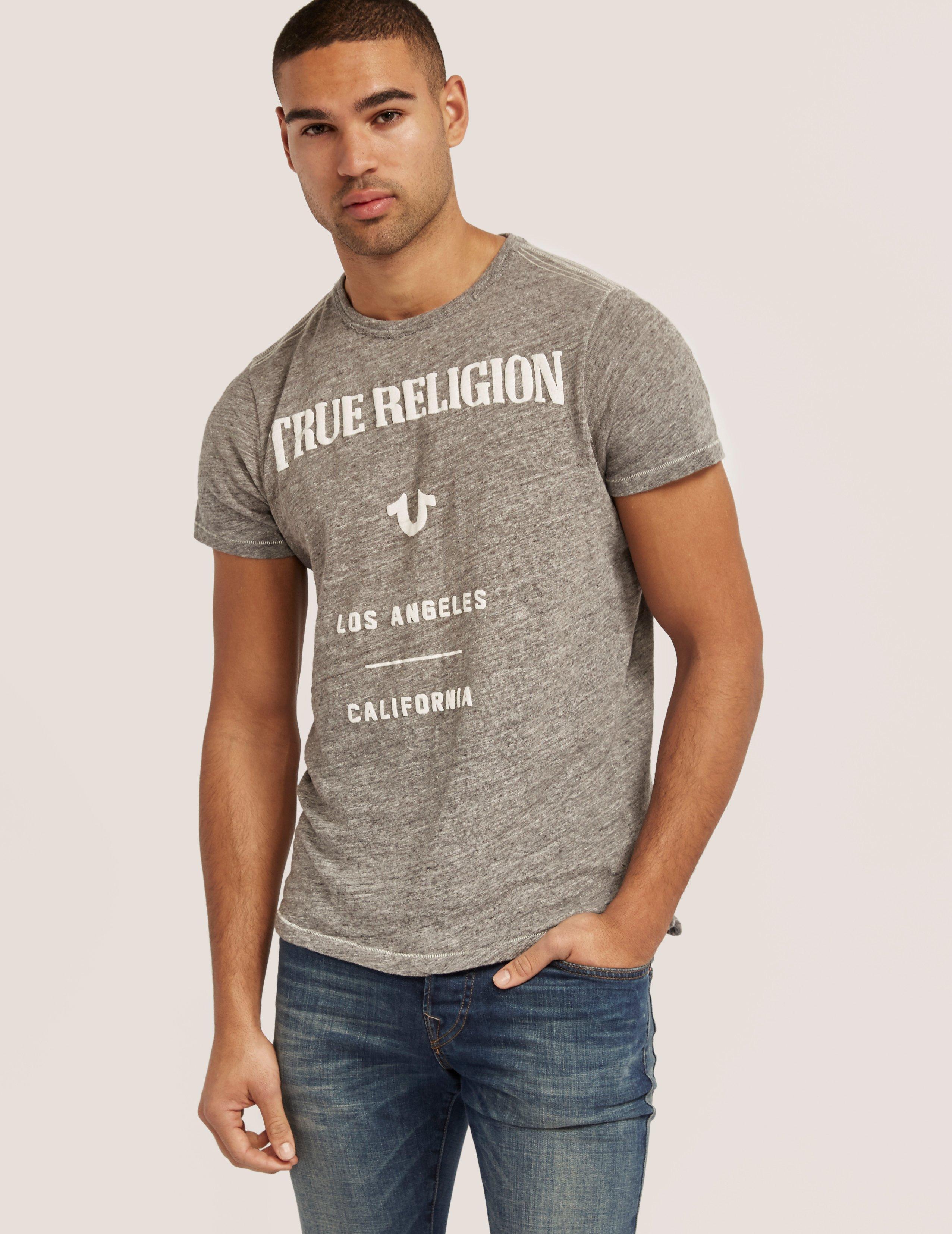 Lyst - True religion Crew Puff Print Short Sleeve T-shirt in Gray for Men