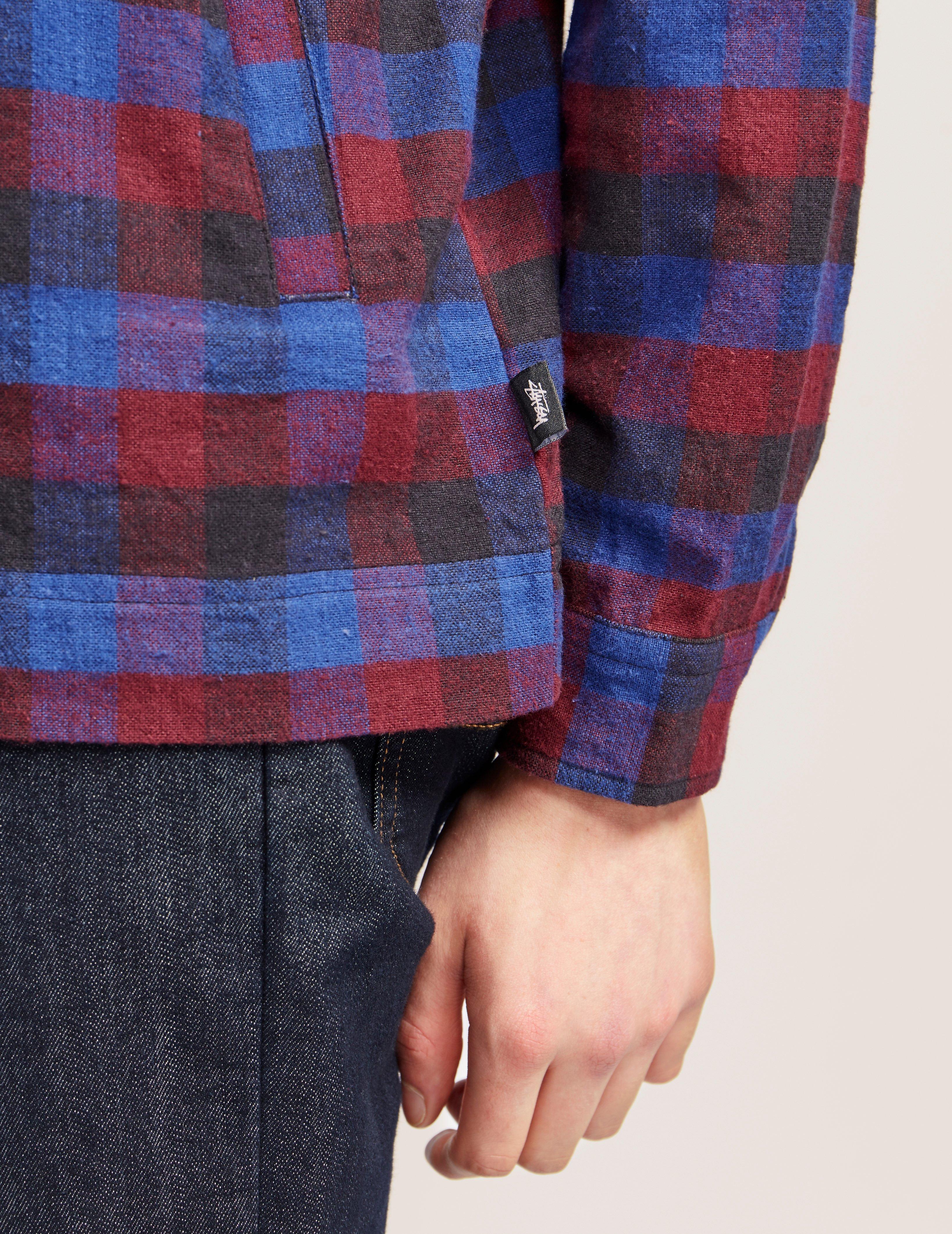 Download Stussy Cotton Half Zip Checkered Shirt in Blue/Purple ...