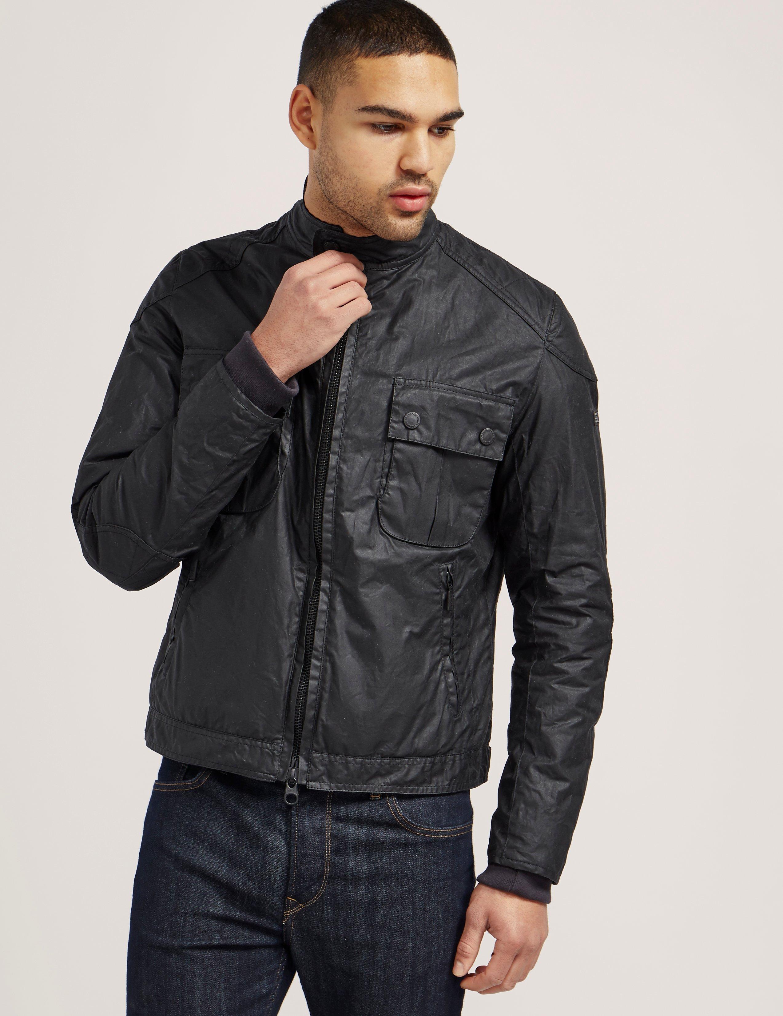 Barbour Cotton International Oil  Wax Racer Jacket  in Black 