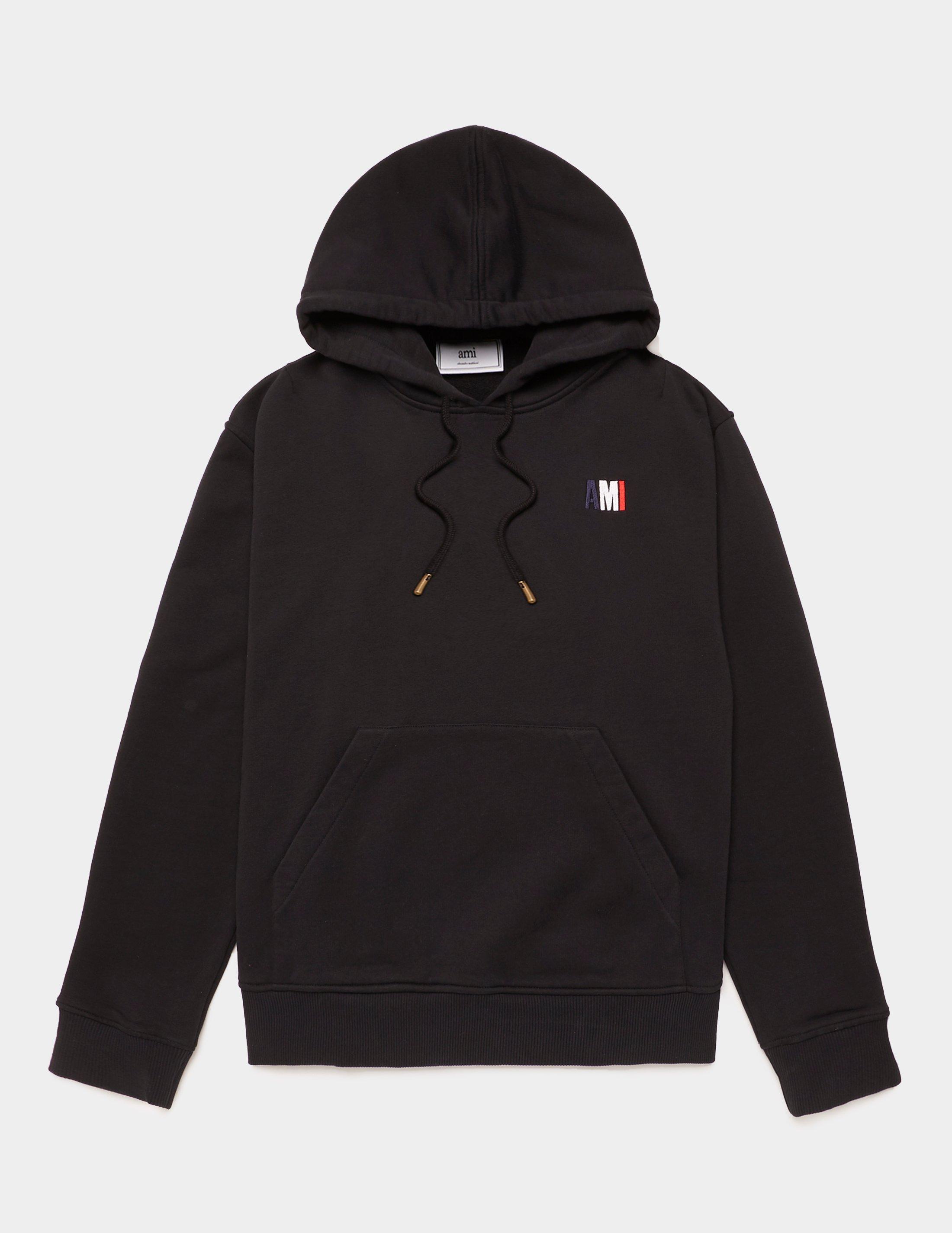 AMI Cotton Small Logo Hoodie Black for Men - Lyst