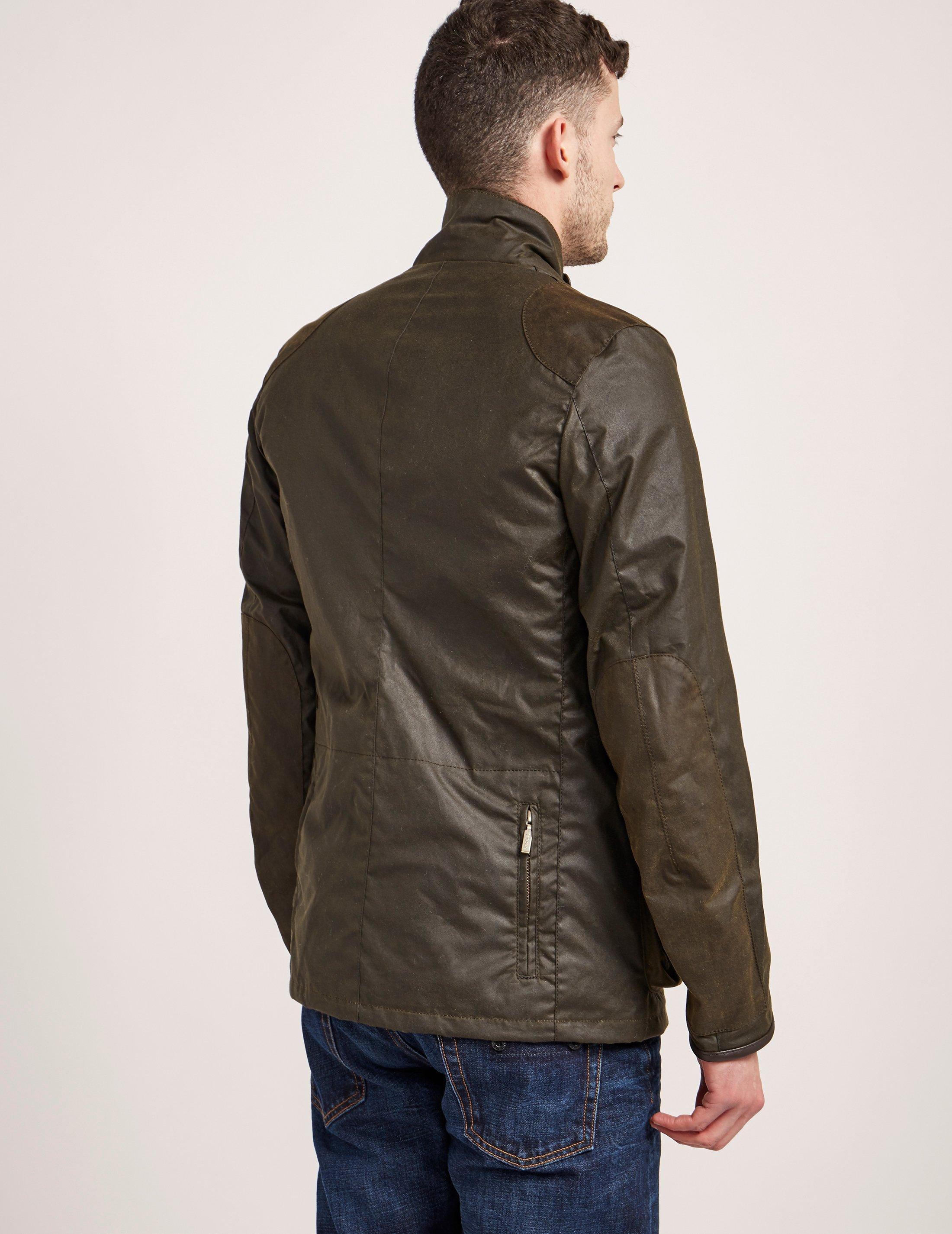 Barbour Cotton Beacon Sports Wax Jacket in Olive (Green) for Men - Lyst