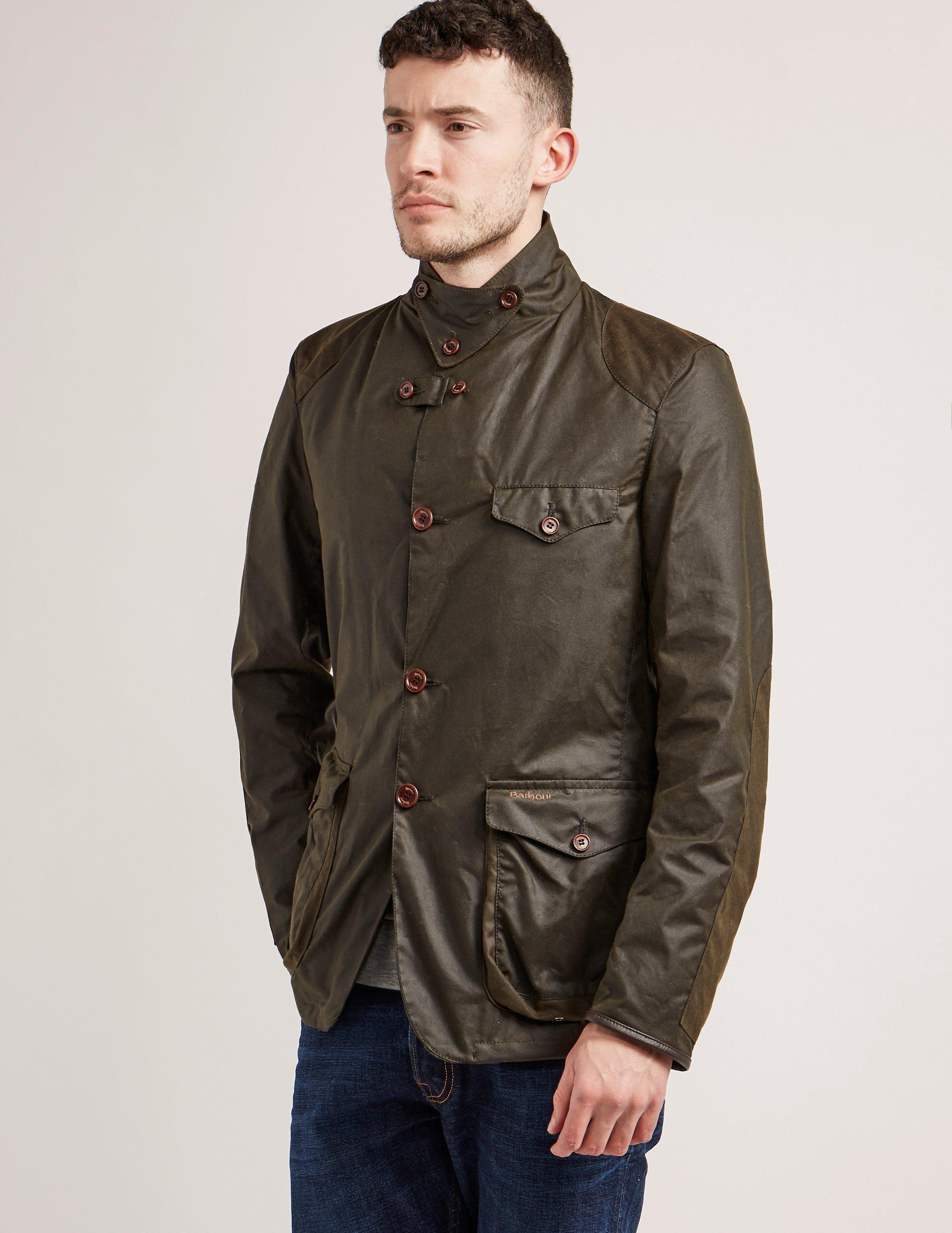 Barbour Cotton Beacon Sports Wax Jacket in Olive (Green) for Men - Lyst
