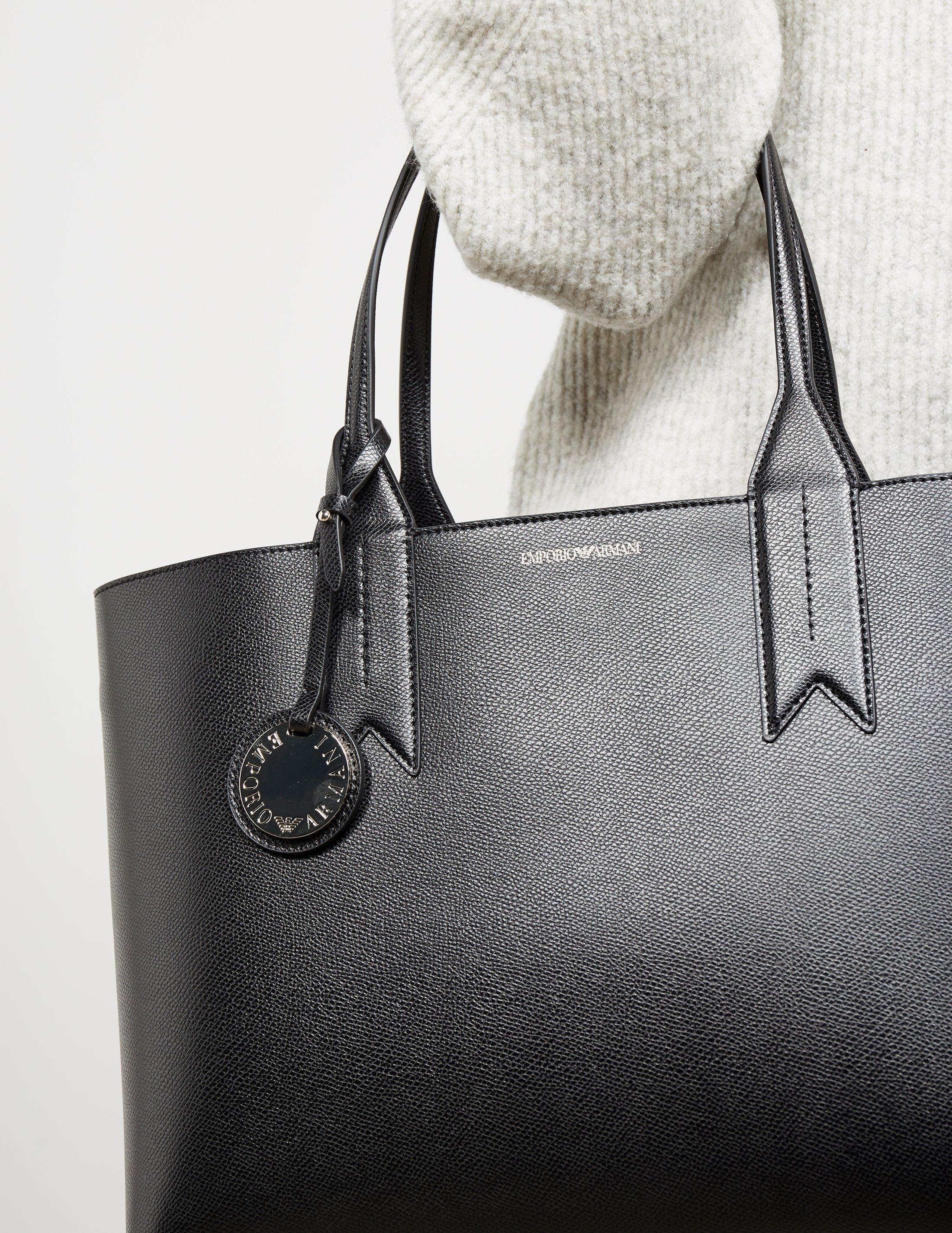 Emporio Armani Leather Borsa Large Shopper Bag Black | Lyst