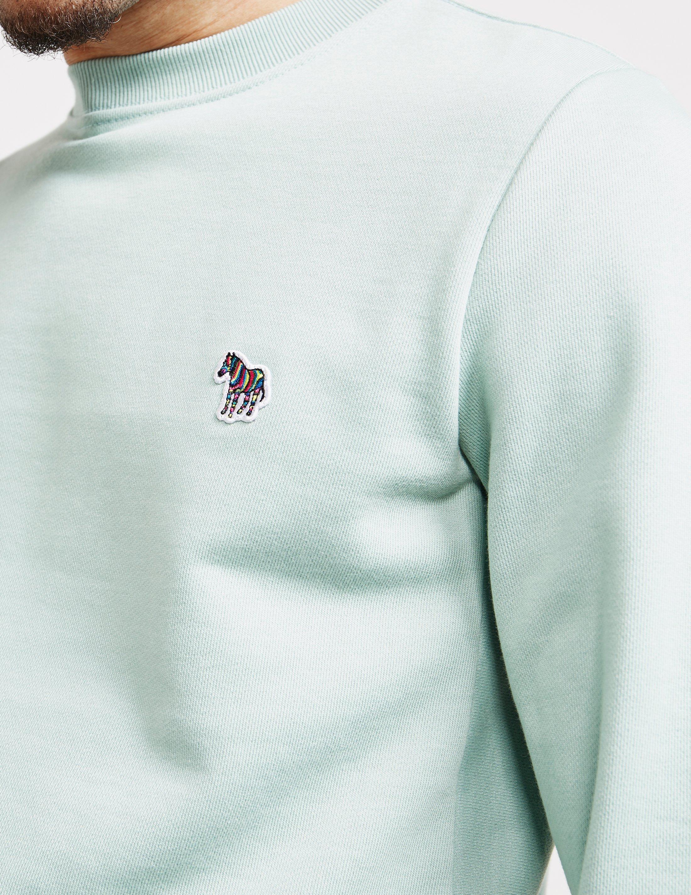 PS by Paul Smith Cotton Basic Zebra Crew Sweatshirt Mint/mint in PS by Paul Smith Cotton Basic Zebra Crew Sweatshirt Mint/mint in
