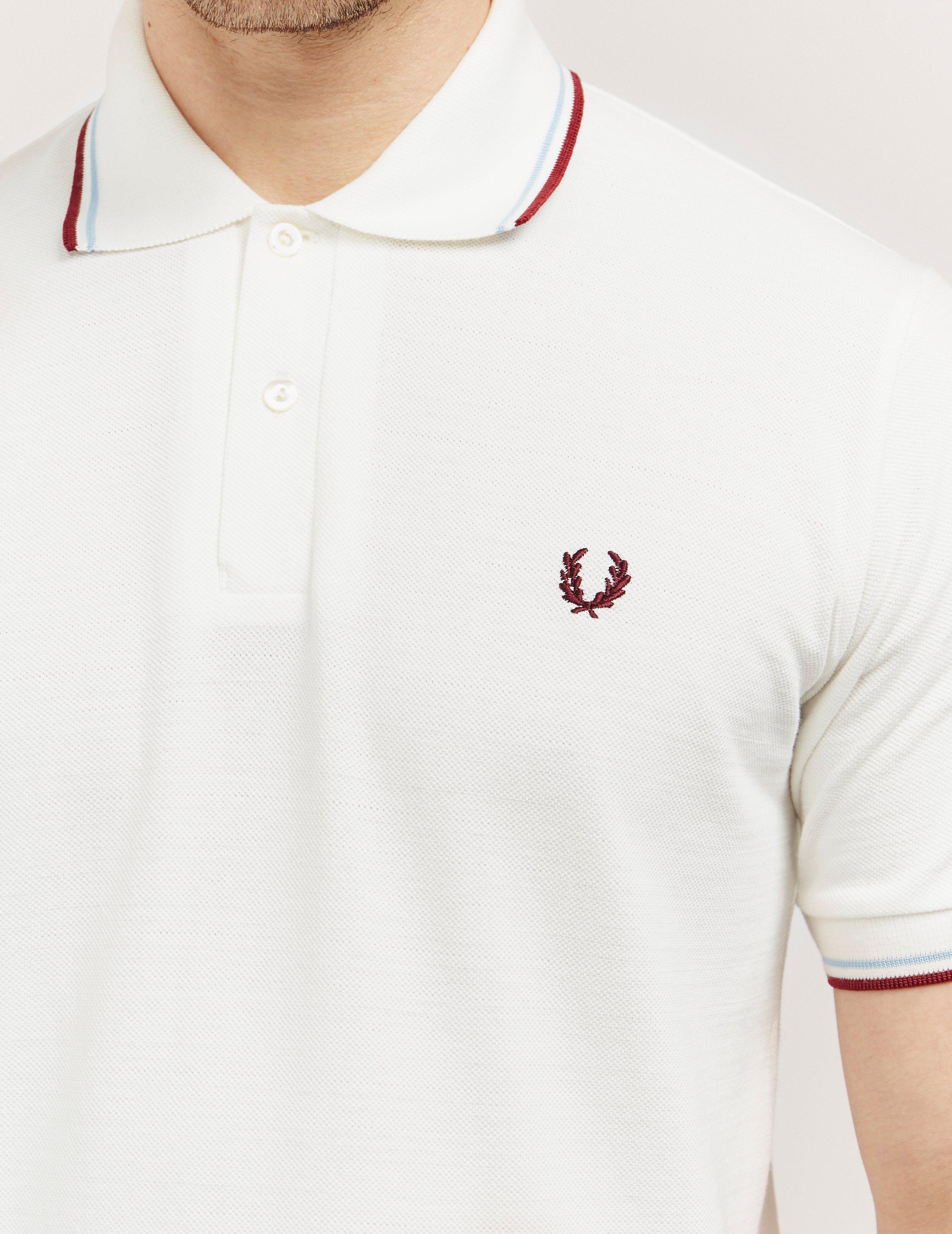 Fred Perry Cotton Made In England Tipped Polo Shirt in White for Men - Lyst