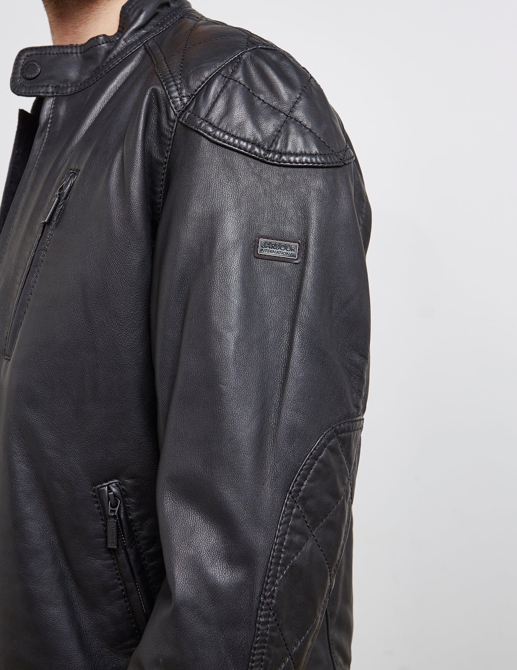Barbour International Marlon Leather Jacket Online Sale, UP TO 55% OFF