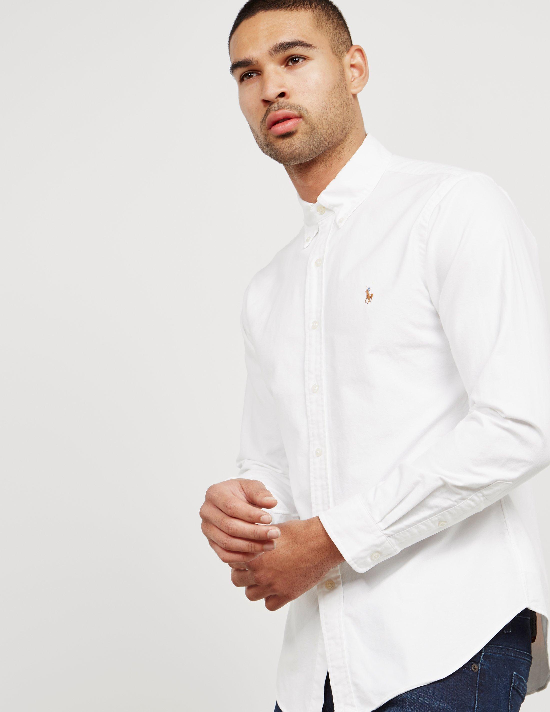 mens white slim fit oxford shirt