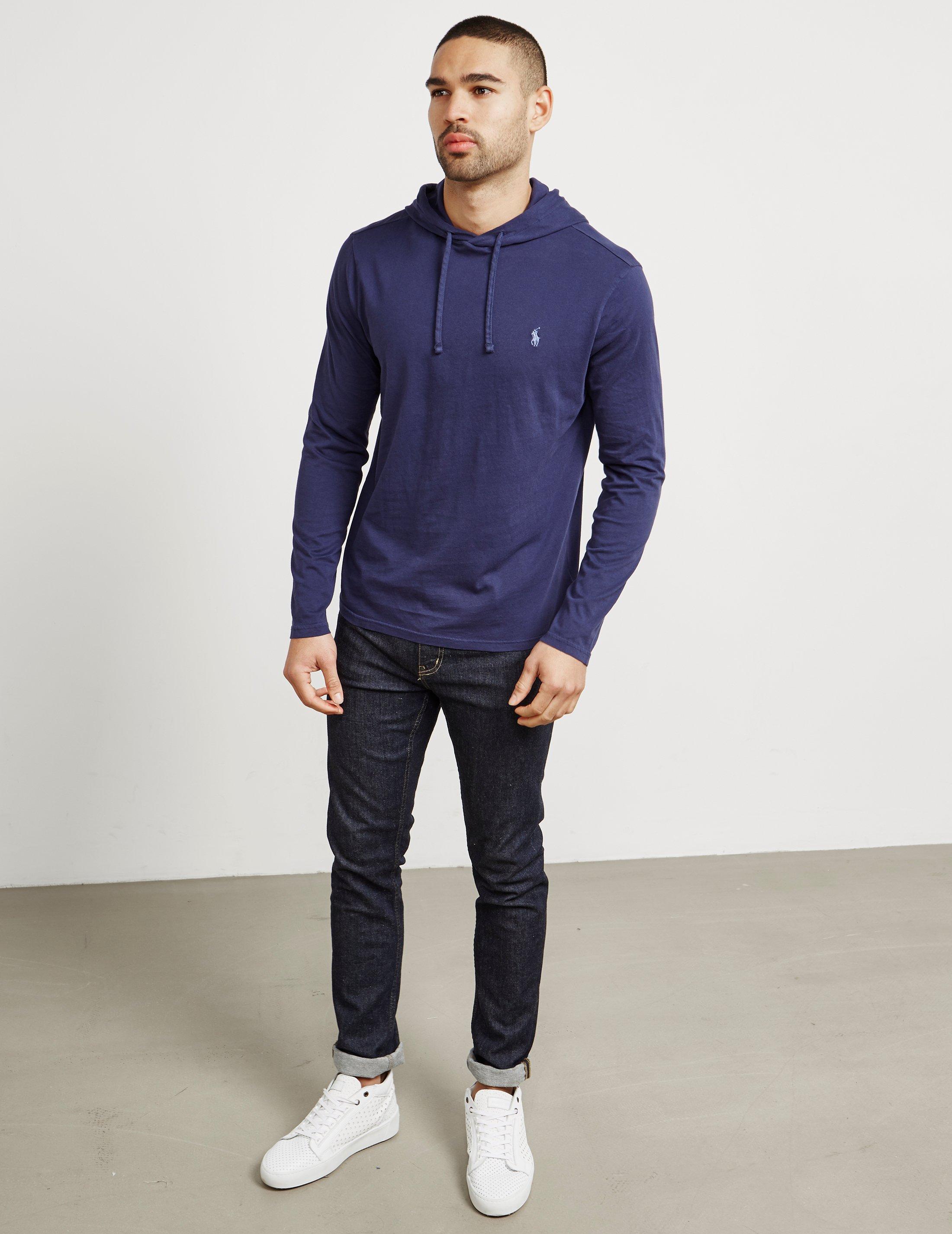 Polo Ralph Lauren Mens Hooded Long Sleeve T-shirt Navy Blue for Men | Lyst