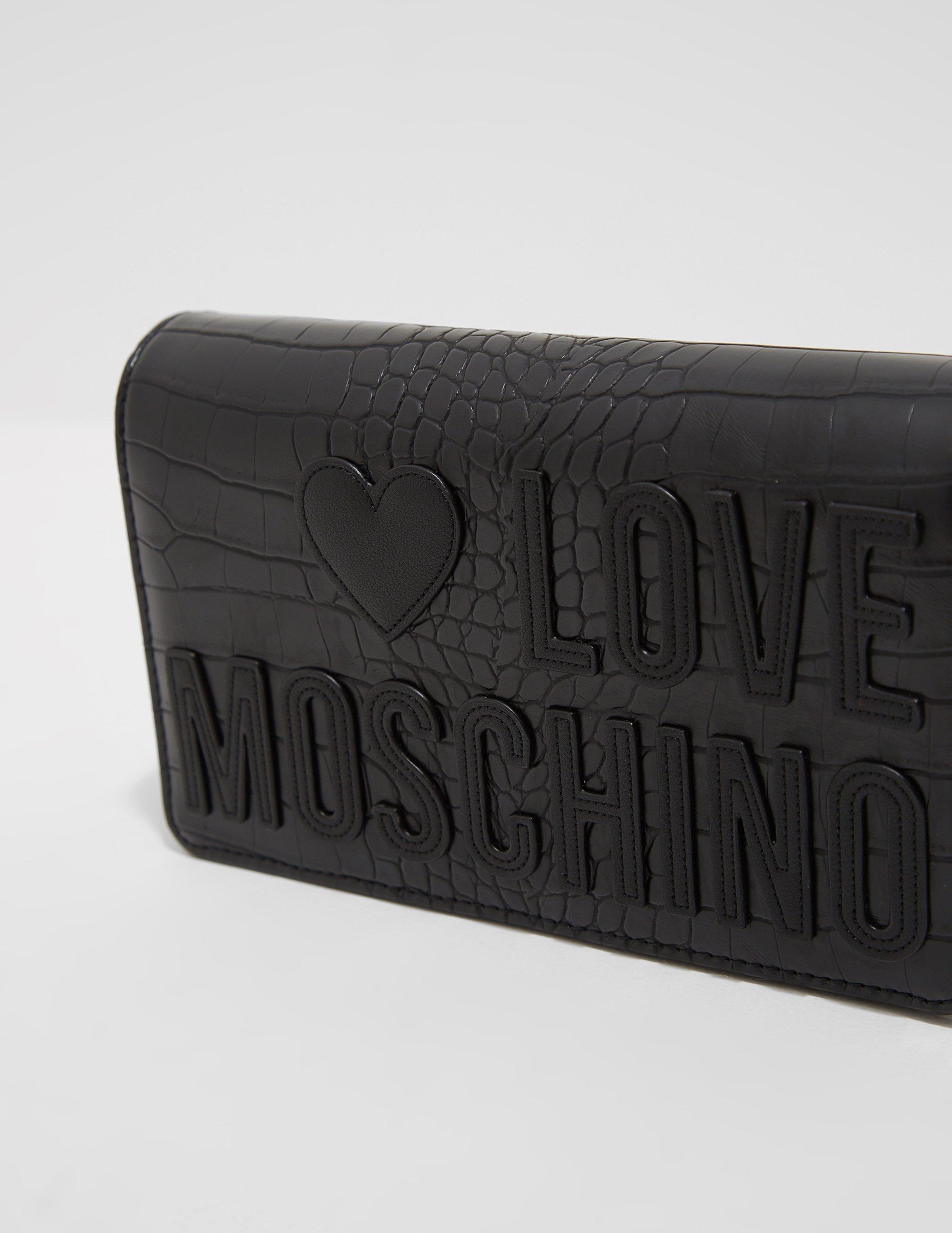 love moschino croc logo shoulder bag