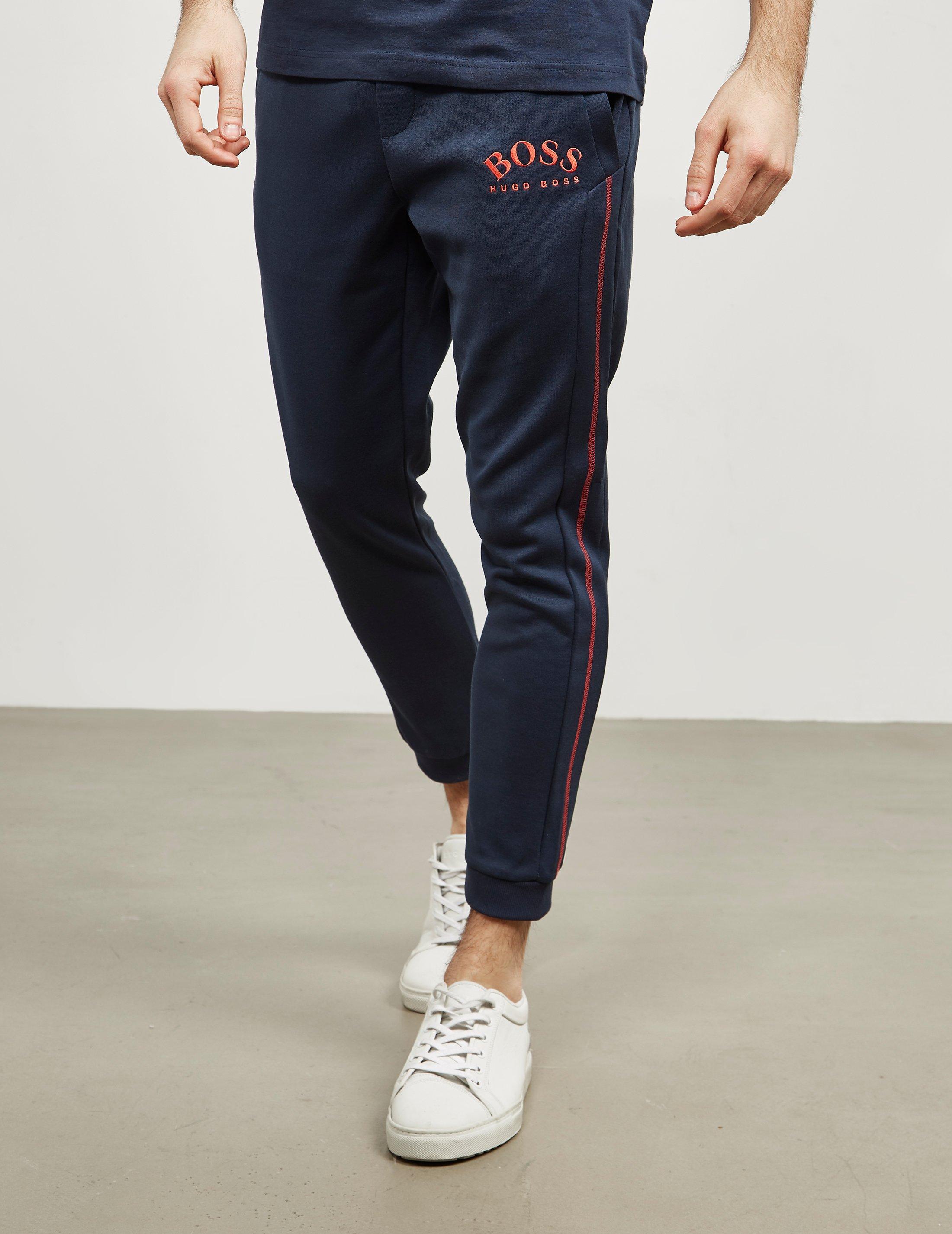 boss logo cuffed fleece pants