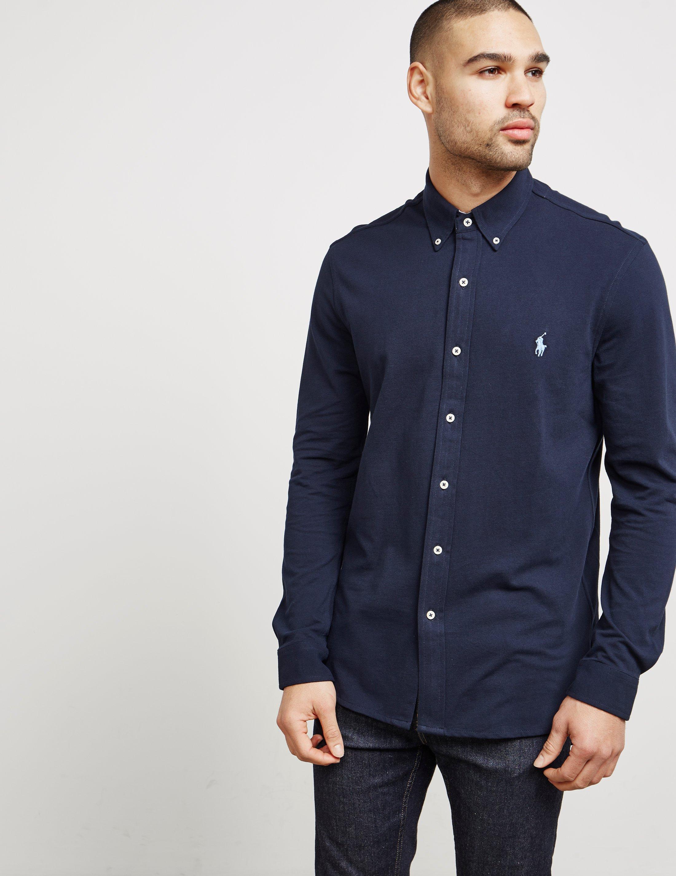 ralph lauren navy long sleeve shirt