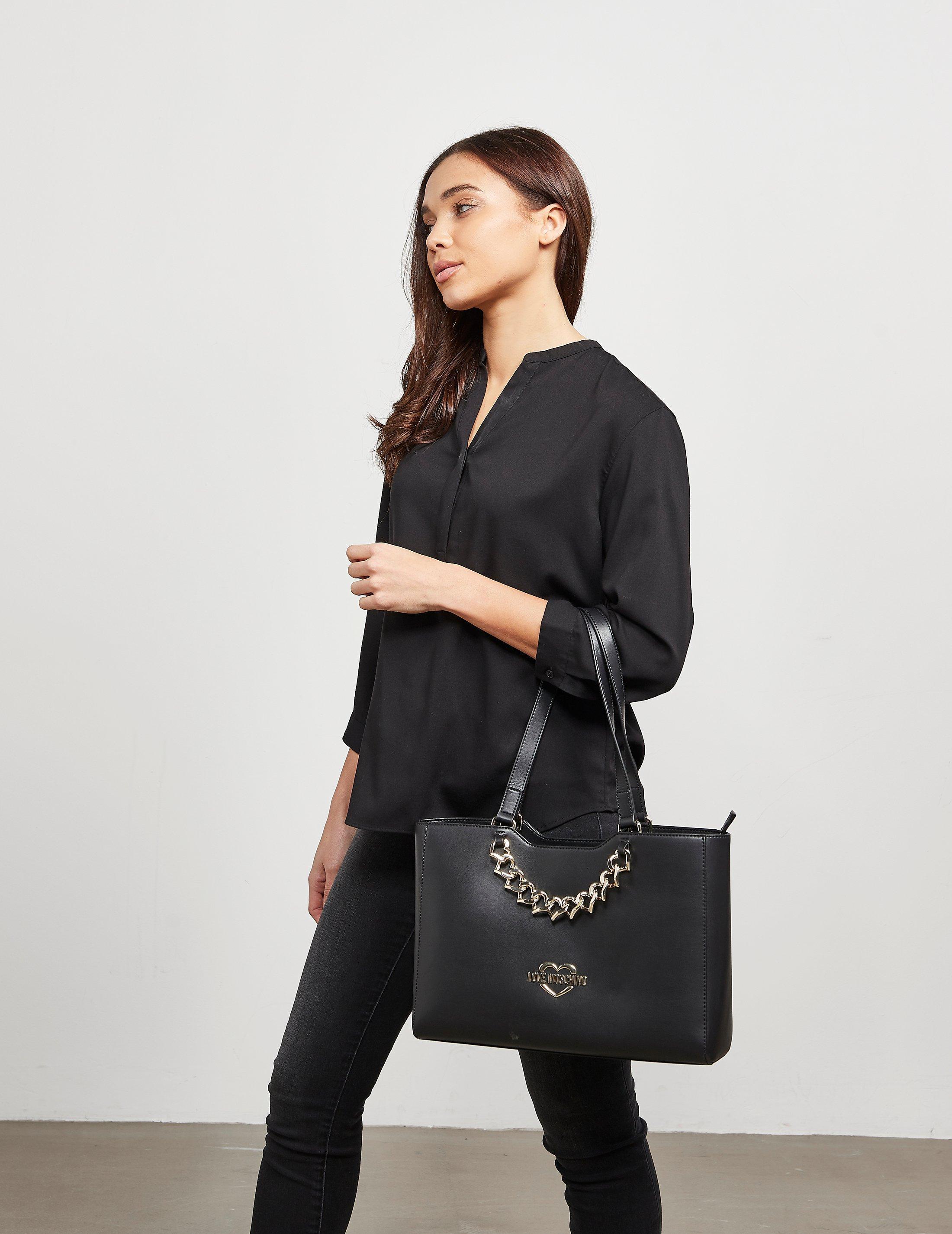 love moschino black shopper bag