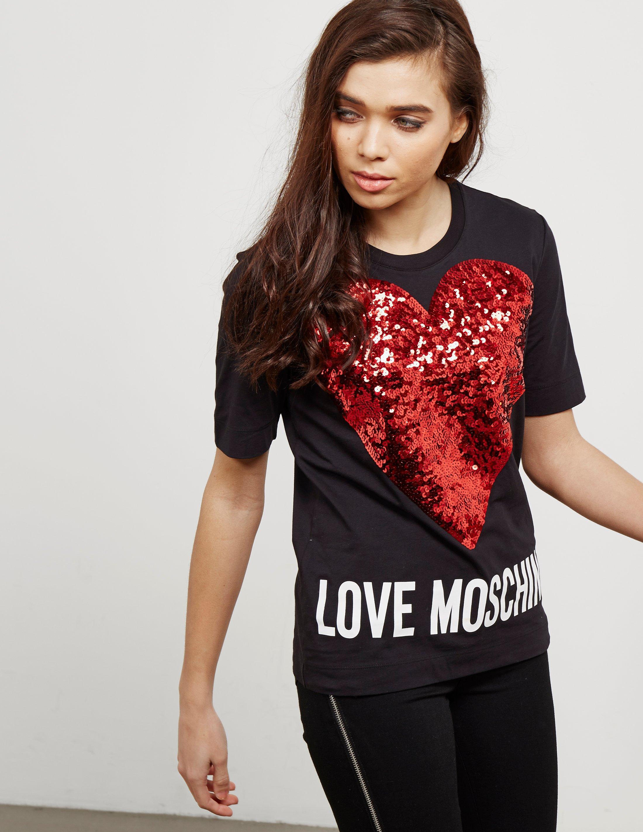 Love Moschino Womens Sequin Heart Short ...