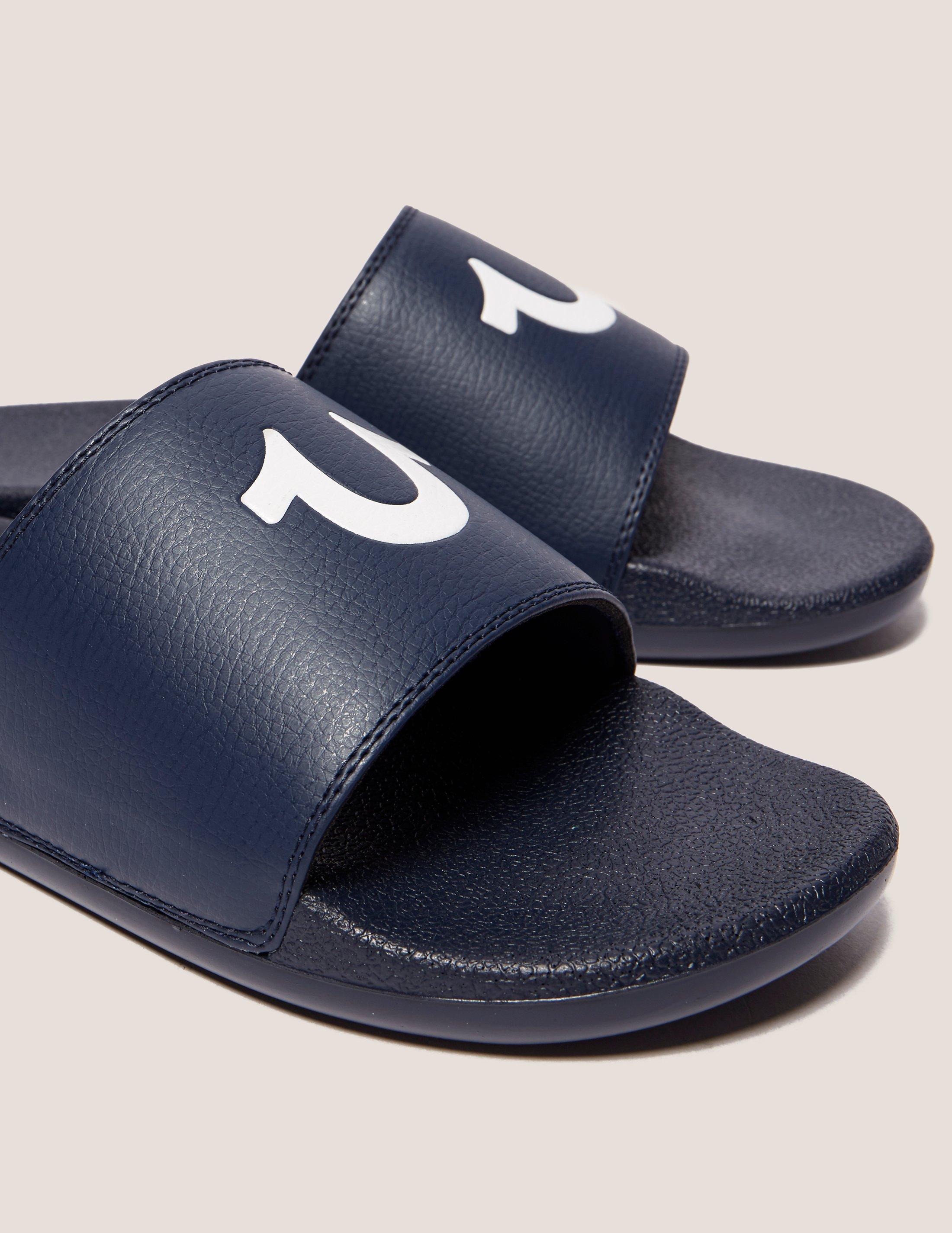navy blue mens slides