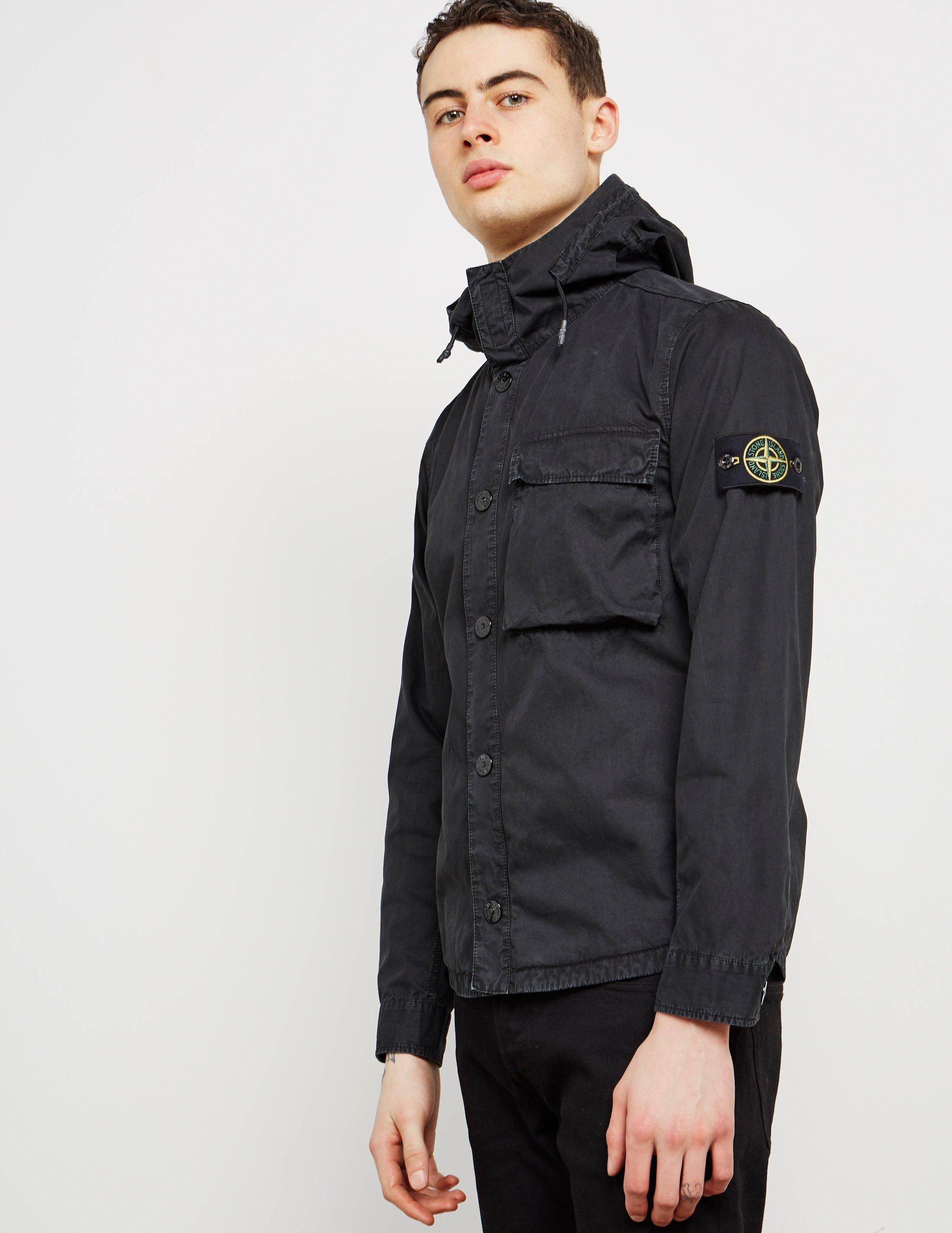 Stone Island Mens Hooded Pocket Overshirt Black for Men | Lyst