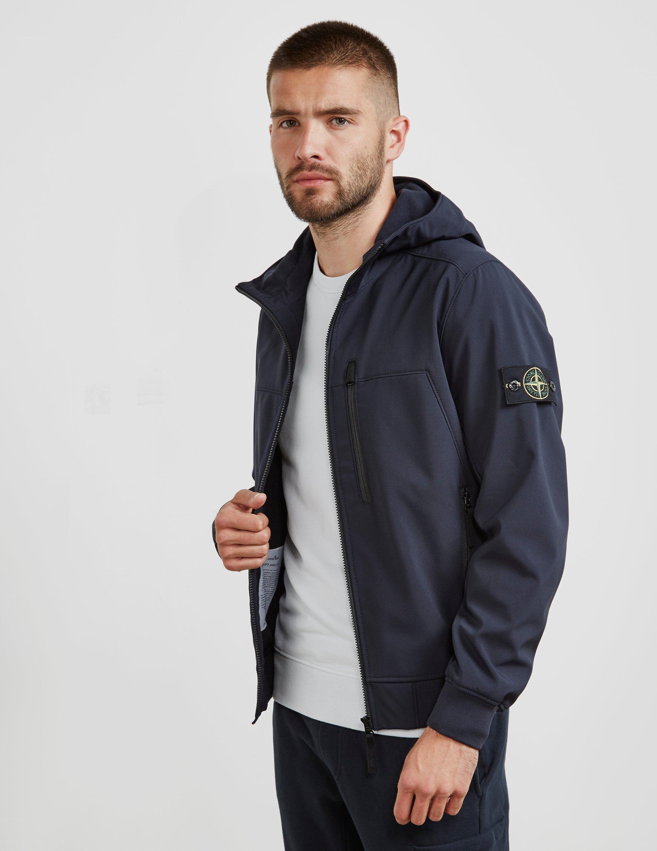 Stone Island Synthetic Mens Softshell Hooded Lightweight Jacket Navy Blue  for Men - Lyst