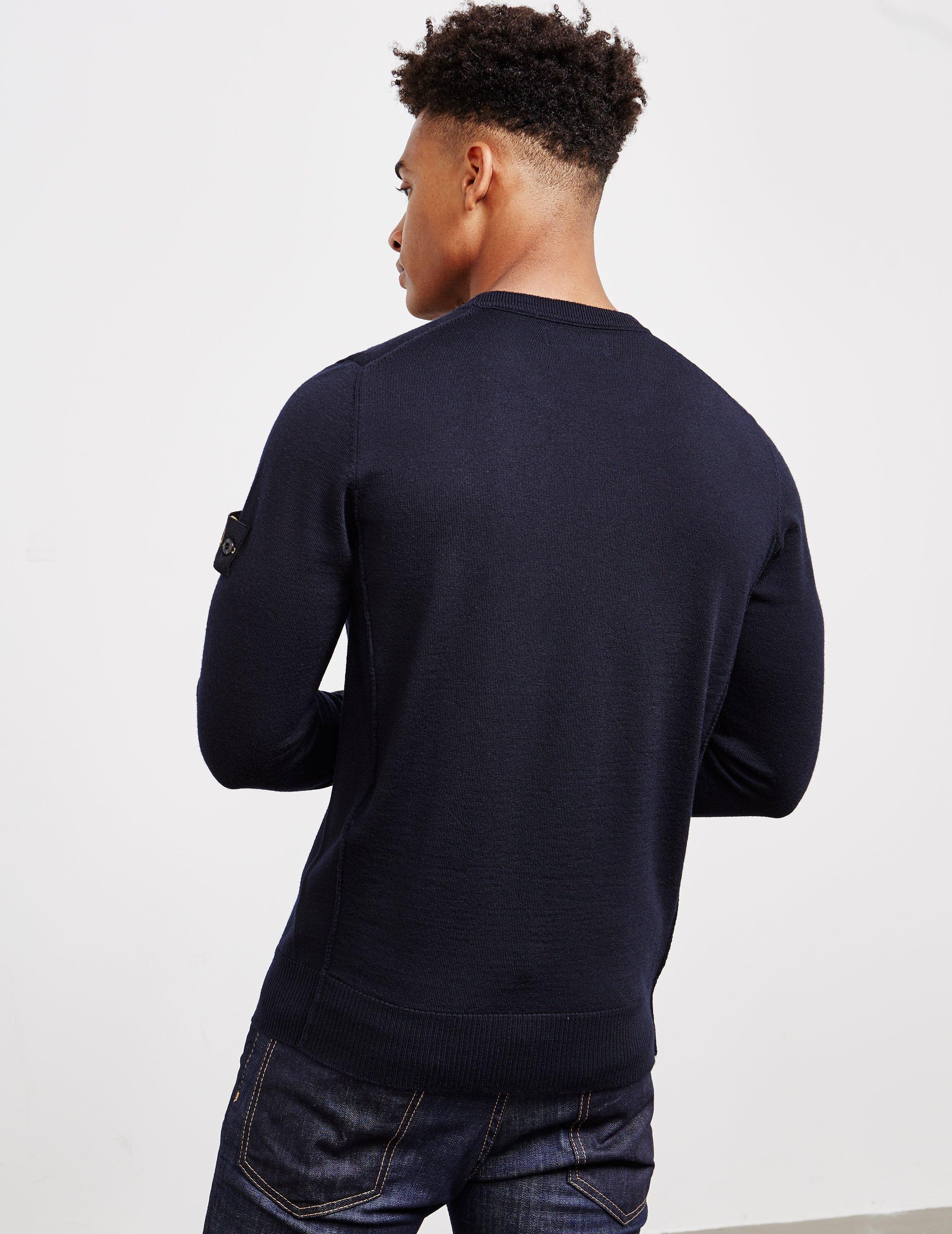 Mens Clothing Sweaters and knitwear Turtlenecks Black for Men Stone Island Navy Cotton Sweater Stone Isla in Blue 