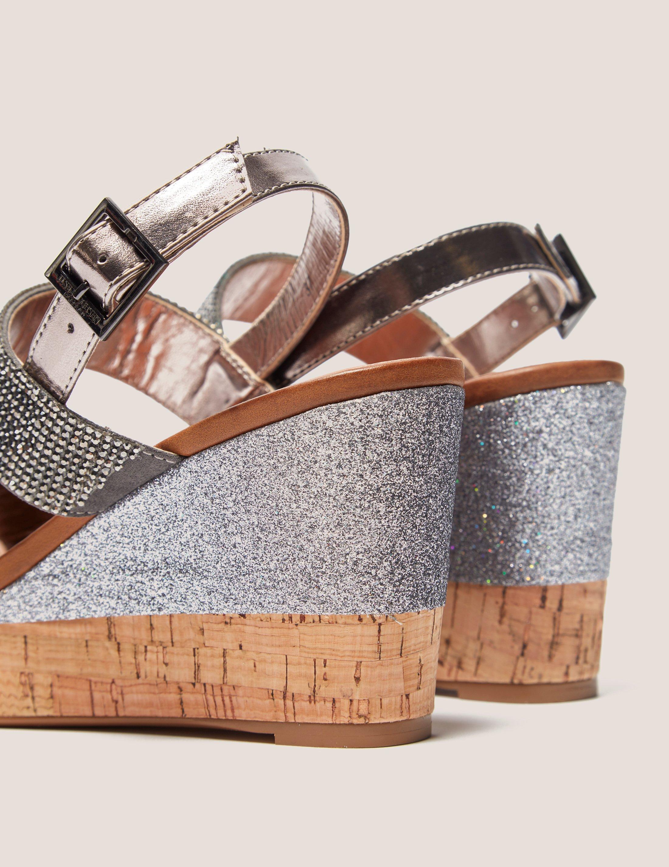 Ilse Jacobsen Womens Poppy Diamante Wedge  Sandals  Silver  