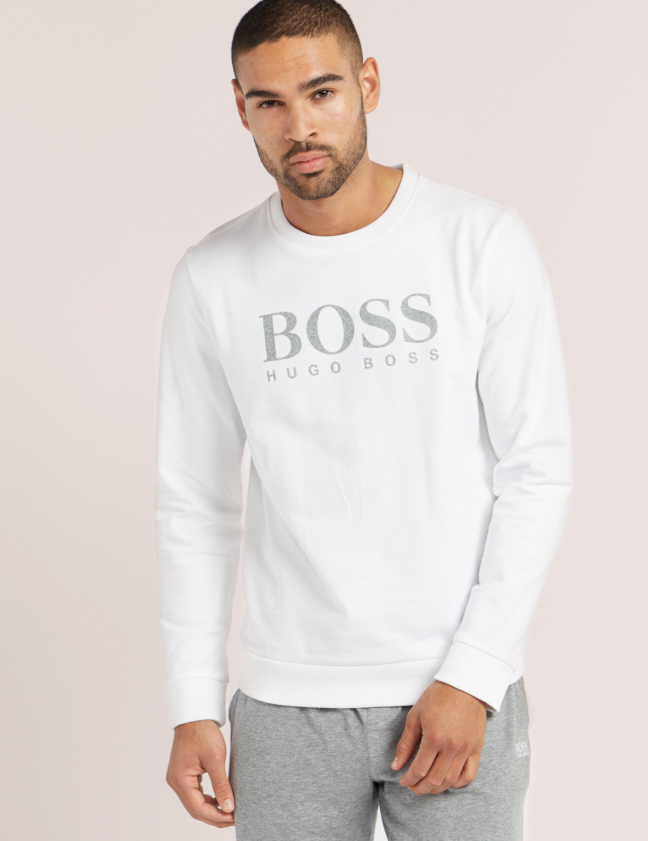 BOSS by Hugo Boss Cotton Heritage Logo Sweatshirt in White for Men - Lyst