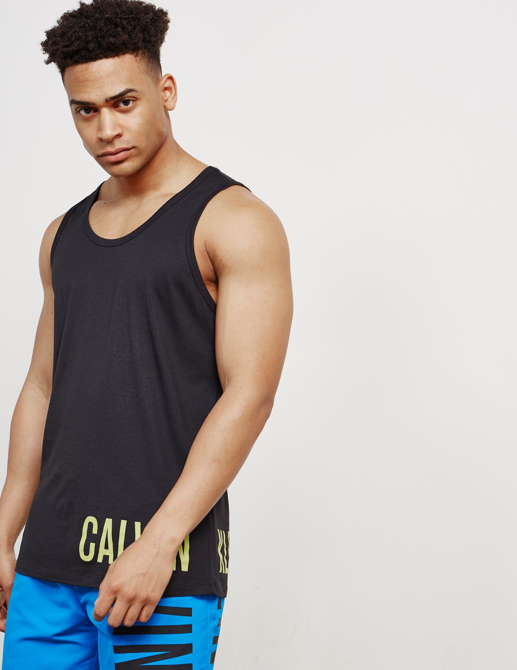 Calvin Klein Mens Logo Swim Tank Top Black for Men - Lyst