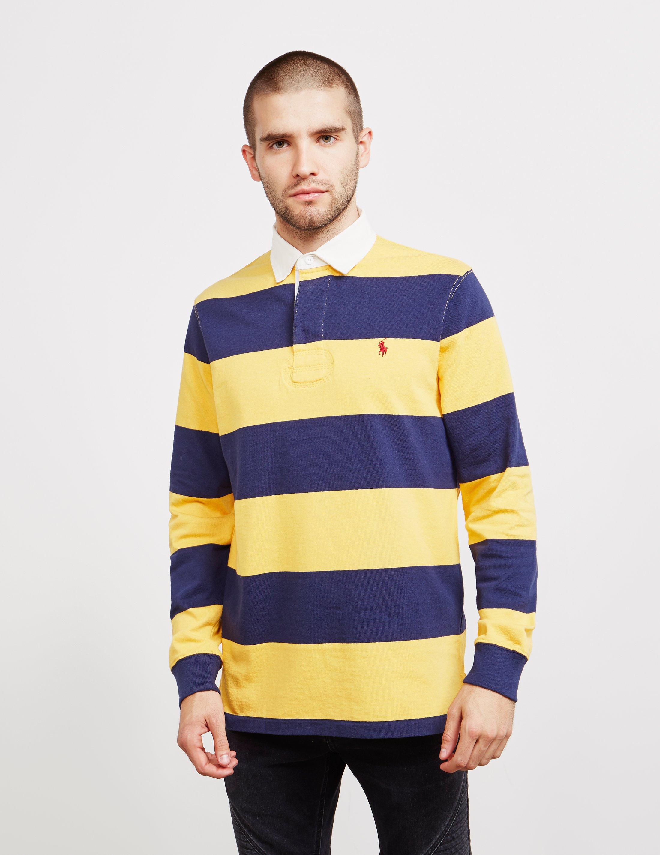 Polo Ralph Lauren Stripe Rugby Long Sleeve Polo Shirt Yellow for Men | Lyst  Canada