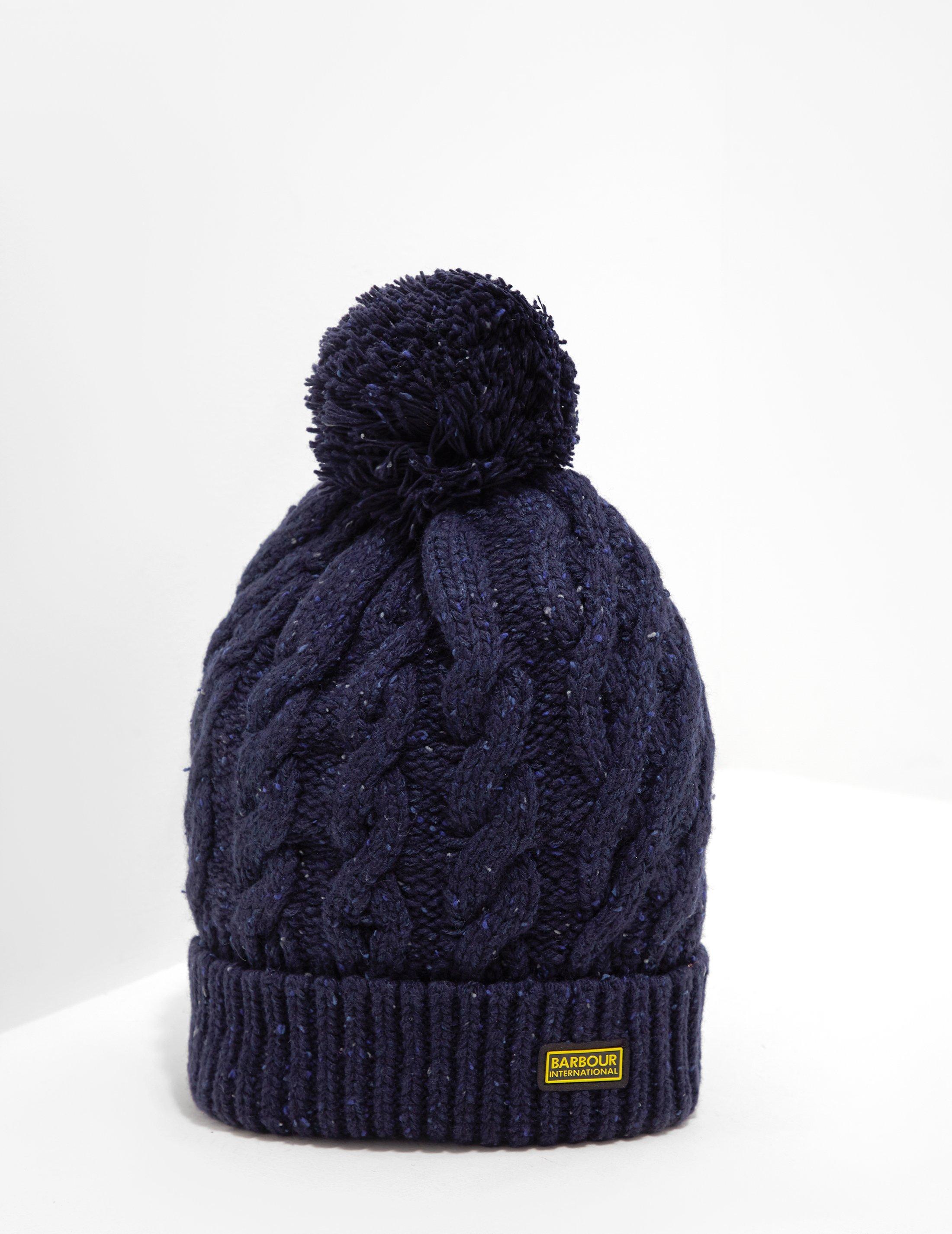 navy blue bobble hat