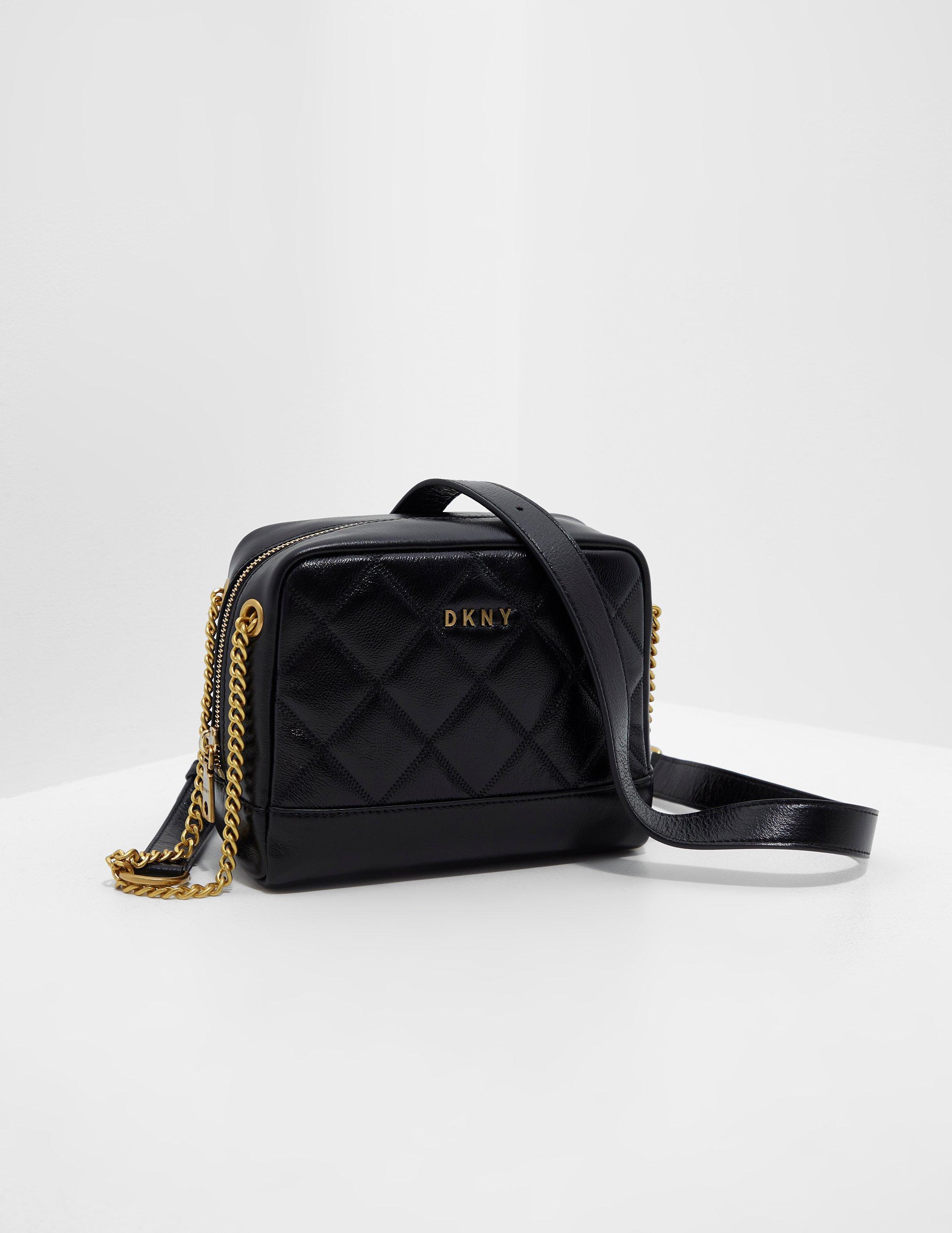 DKNY Leather Sofia Double Chain Shoulder Bag Black | Lyst UK