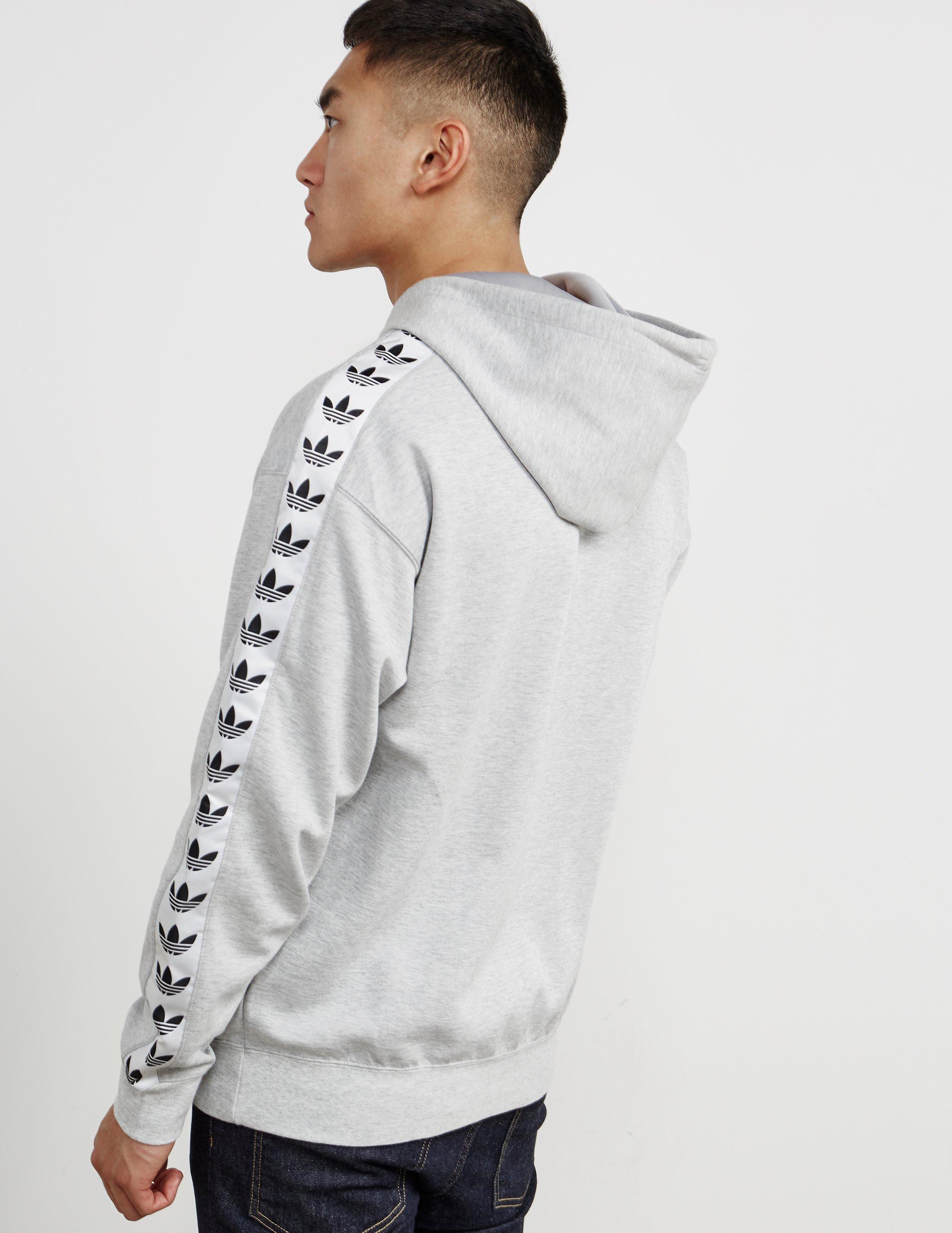 adidas tape hoodie grey
