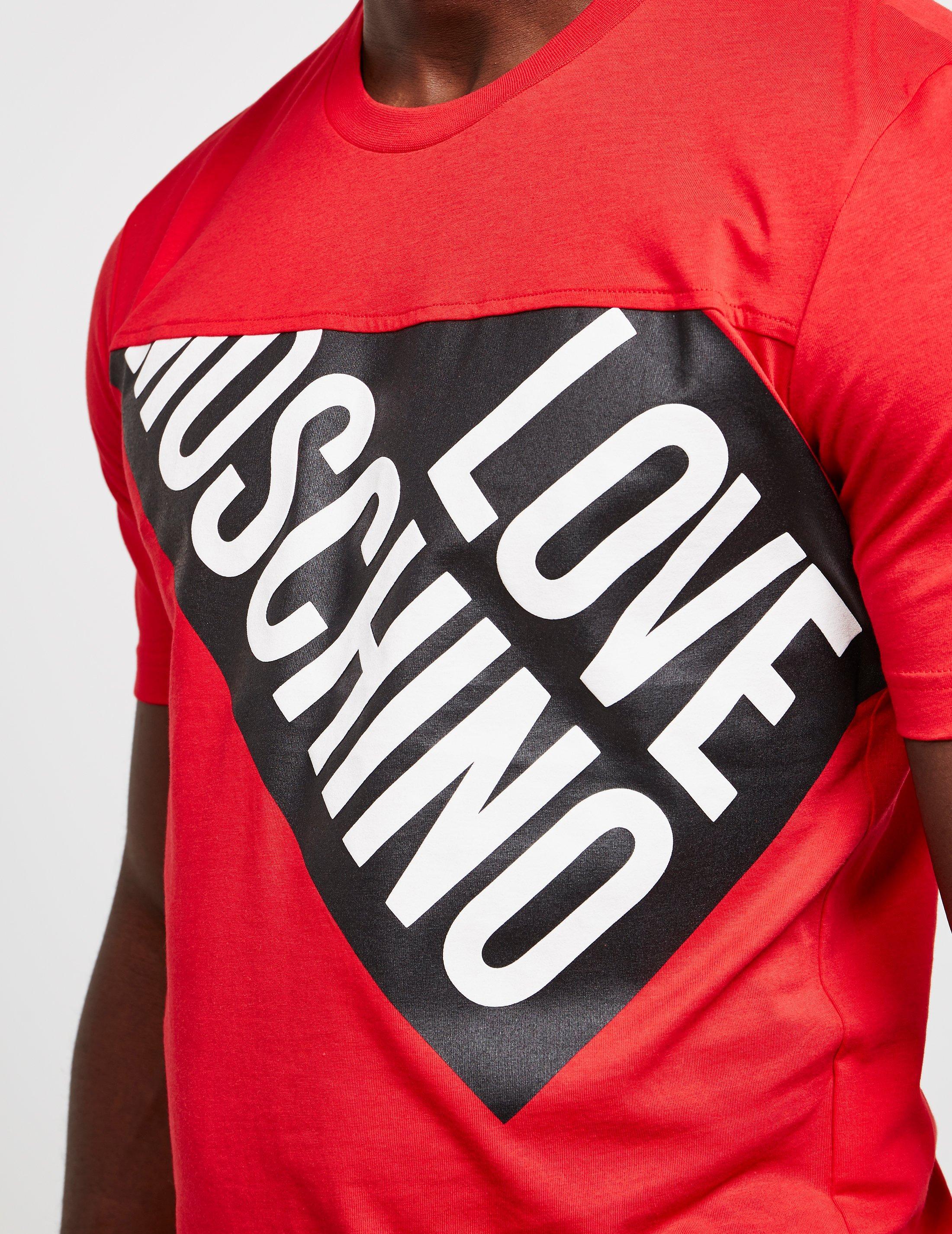 Love Moschino Cotton Split Logo Short Sleeve T-shirt Red for Men - Lyst