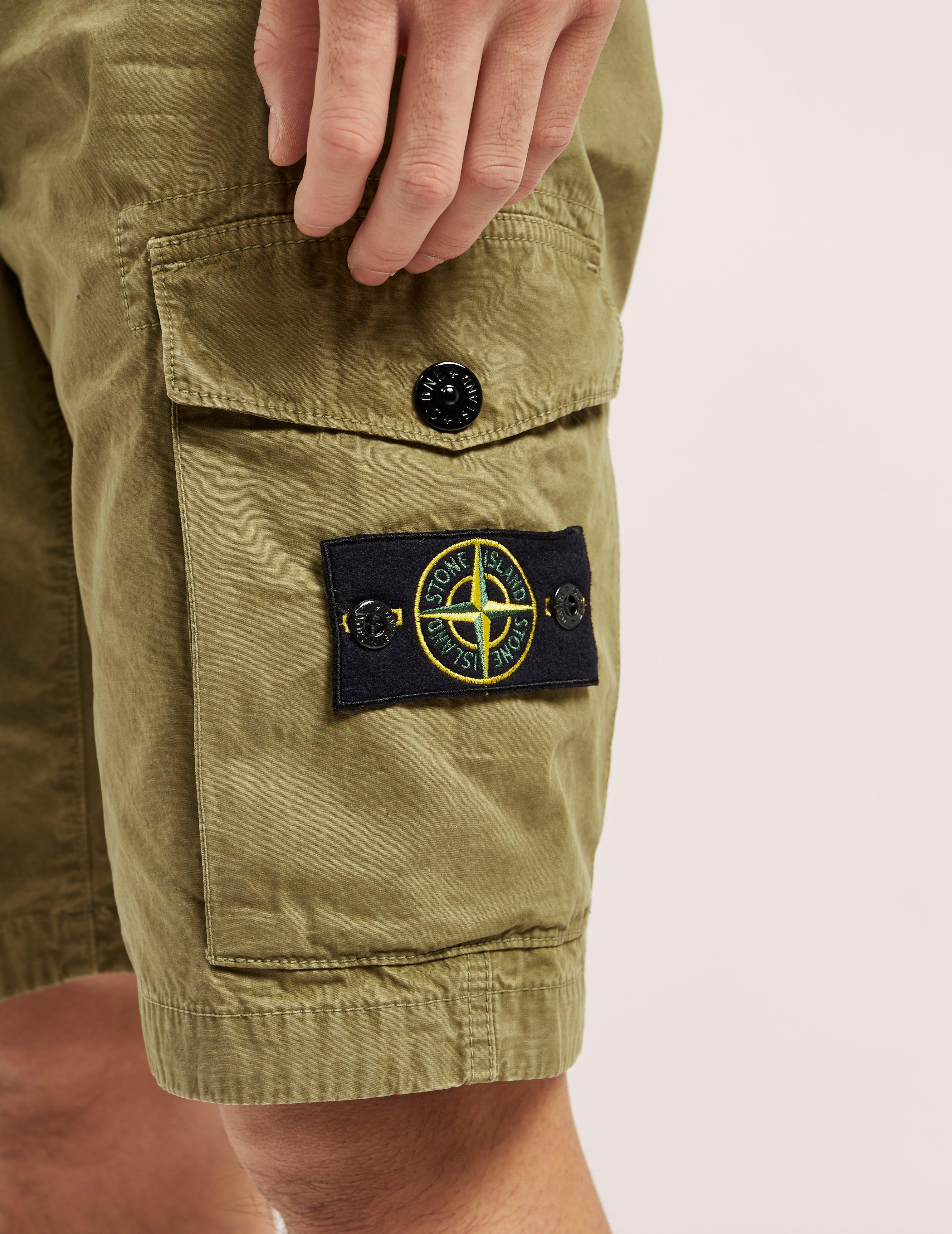 stone island khaki cargo shorts