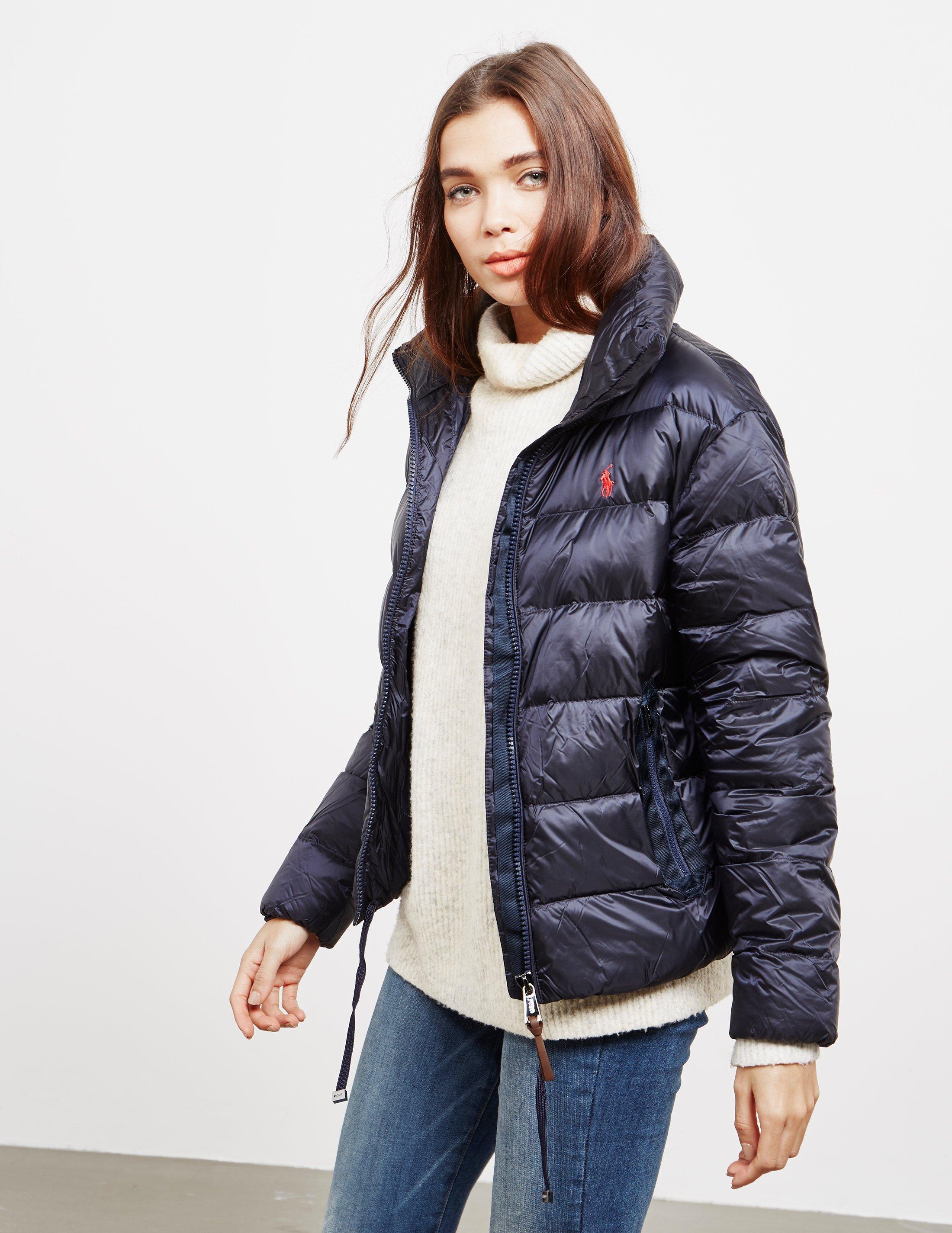 Polo Ralph Lauren Synthetic Embroidered Down Jacket Navy Blue | Lyst