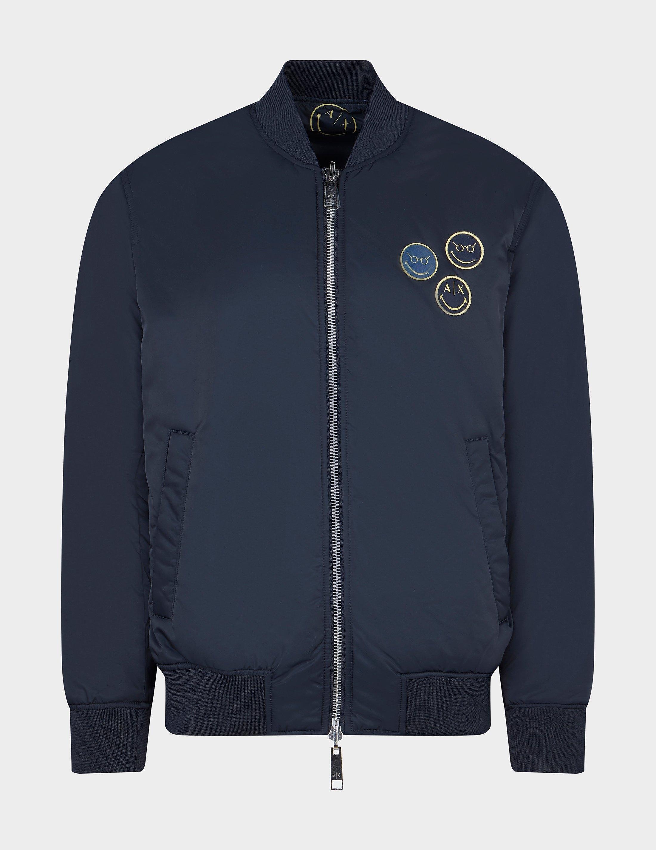 Armani Exchange Smiley Reversible Bomber Jacket Blue for Men | Lyst