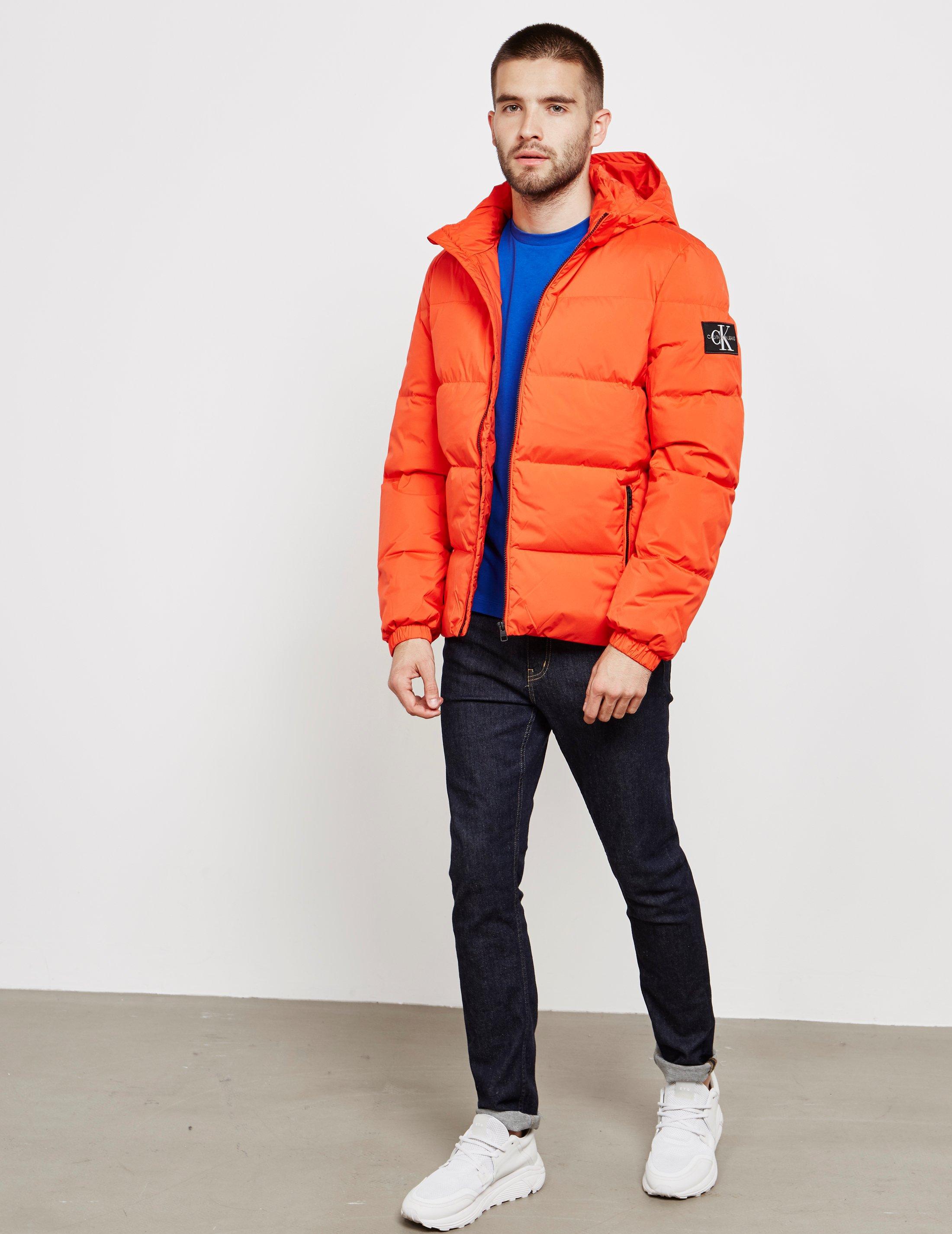 Calvin Klein Synthetic Arm Logo Down Padded Jacket in Orange for Men | Lyst