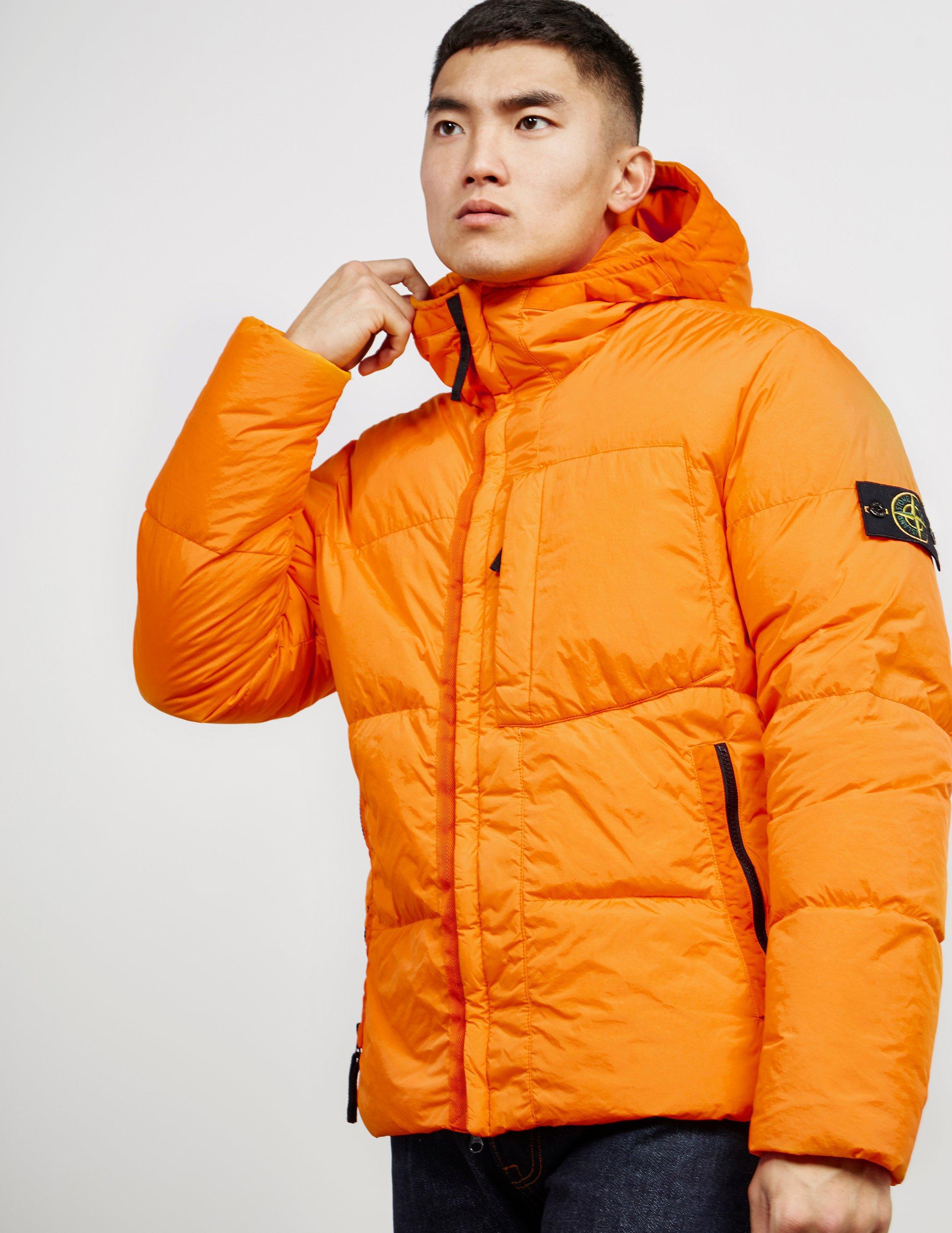 stone island puffer jacket orange online -