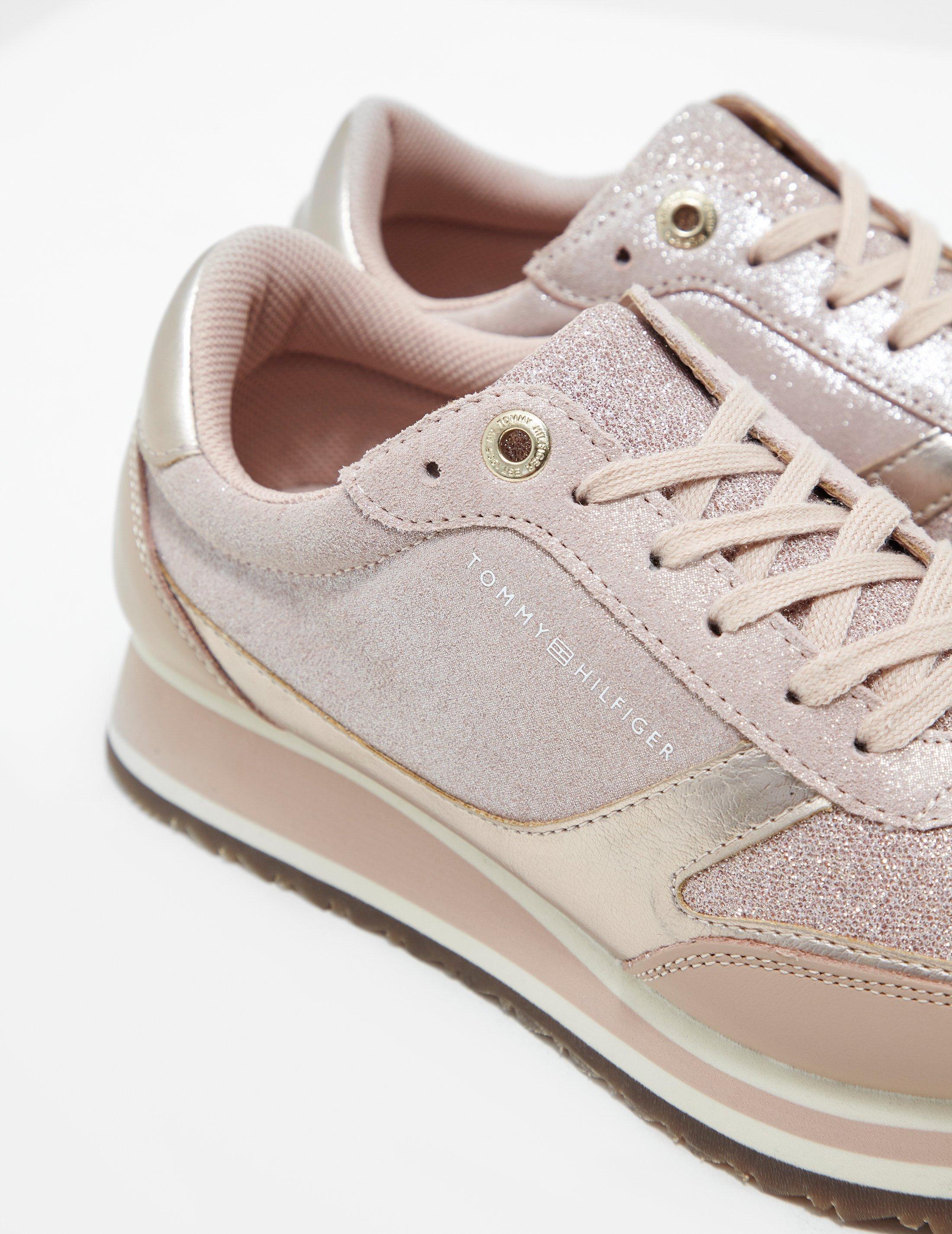 Tommy Hilfiger Leather Metallic Retro Trainers Pink - Lyst