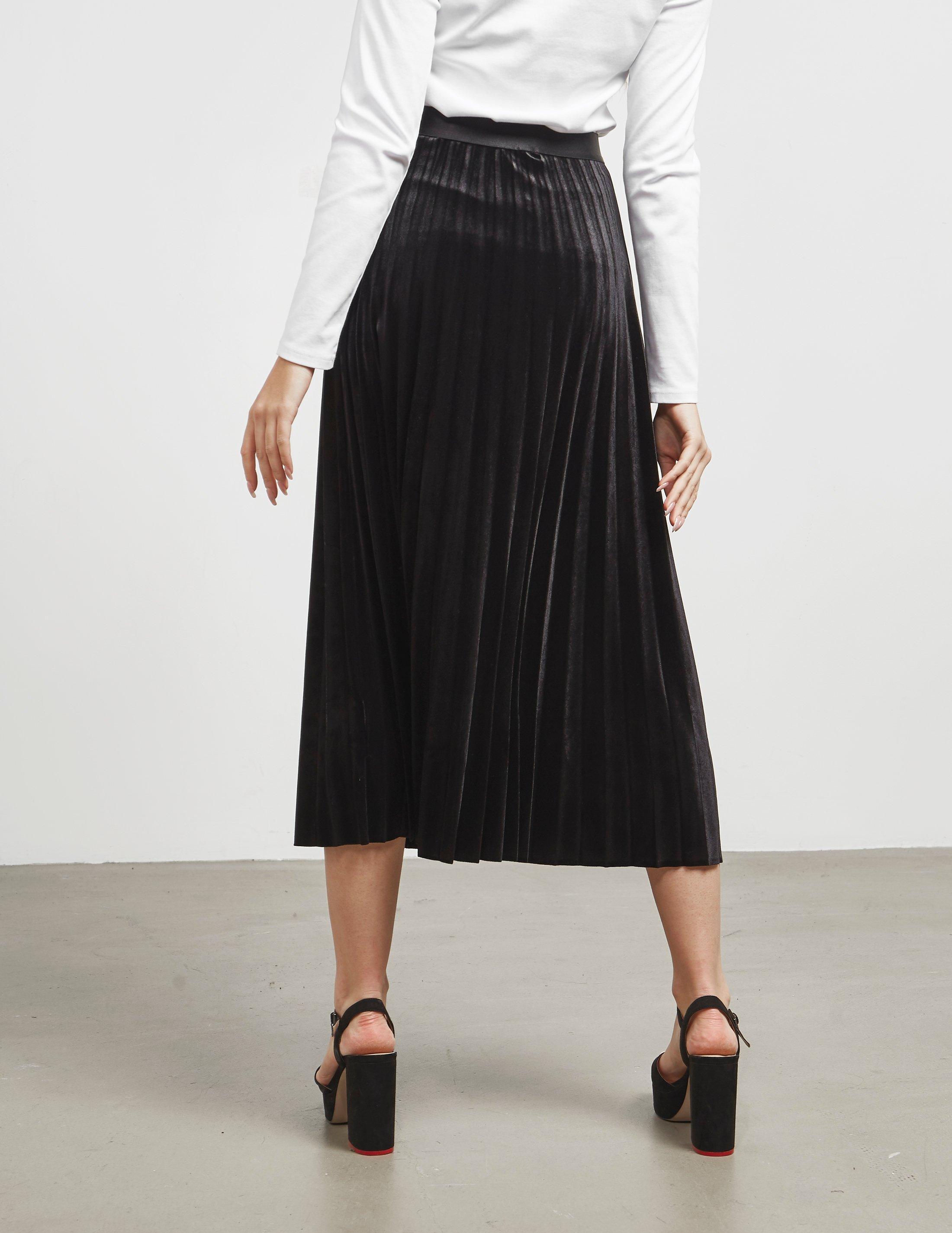 BOSS by Hugo Boss A-line Plissé Skirt In Stretch Velvet in Black - Lyst
